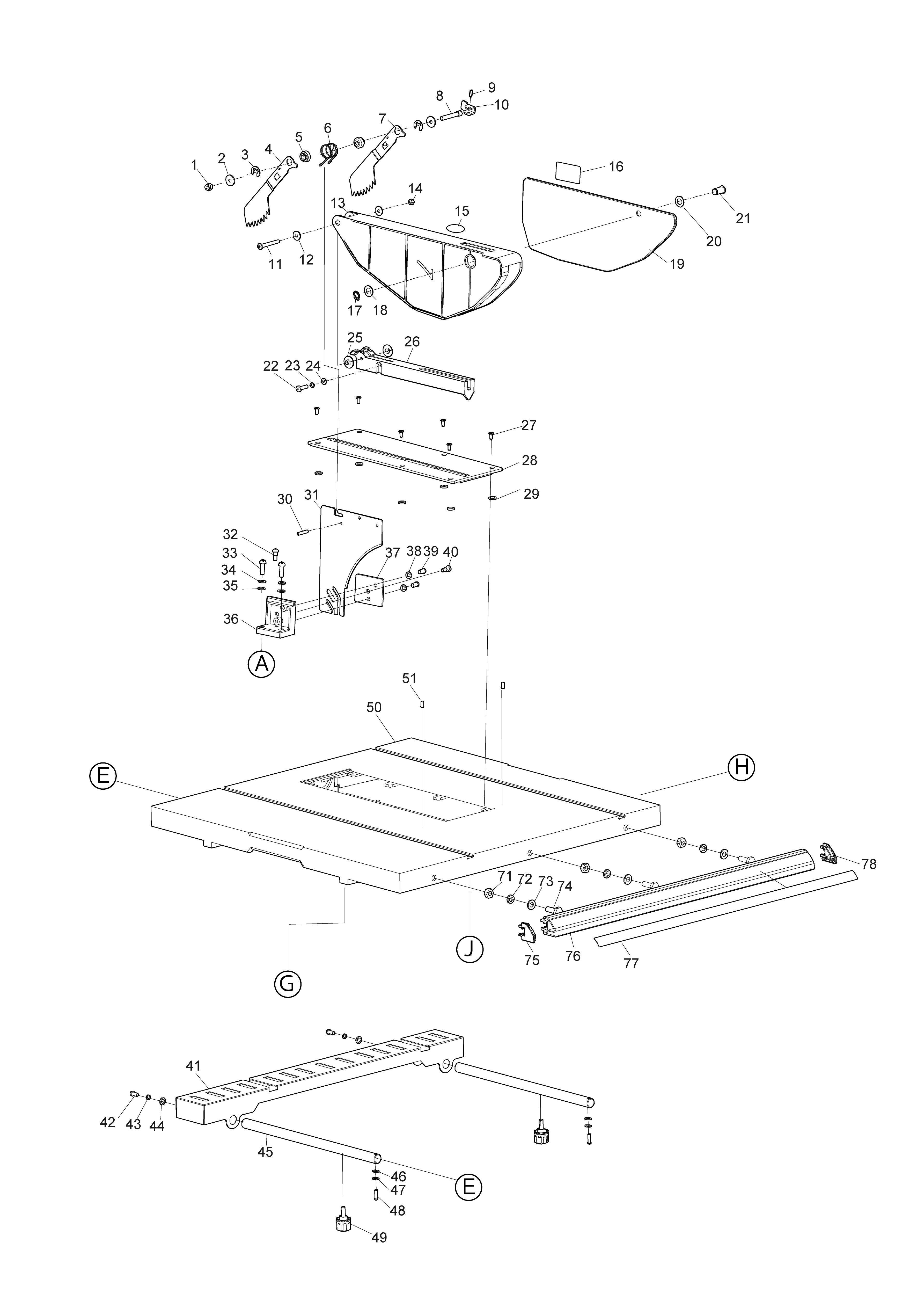 Pièces détachées Scie sur table Makita MLT100N