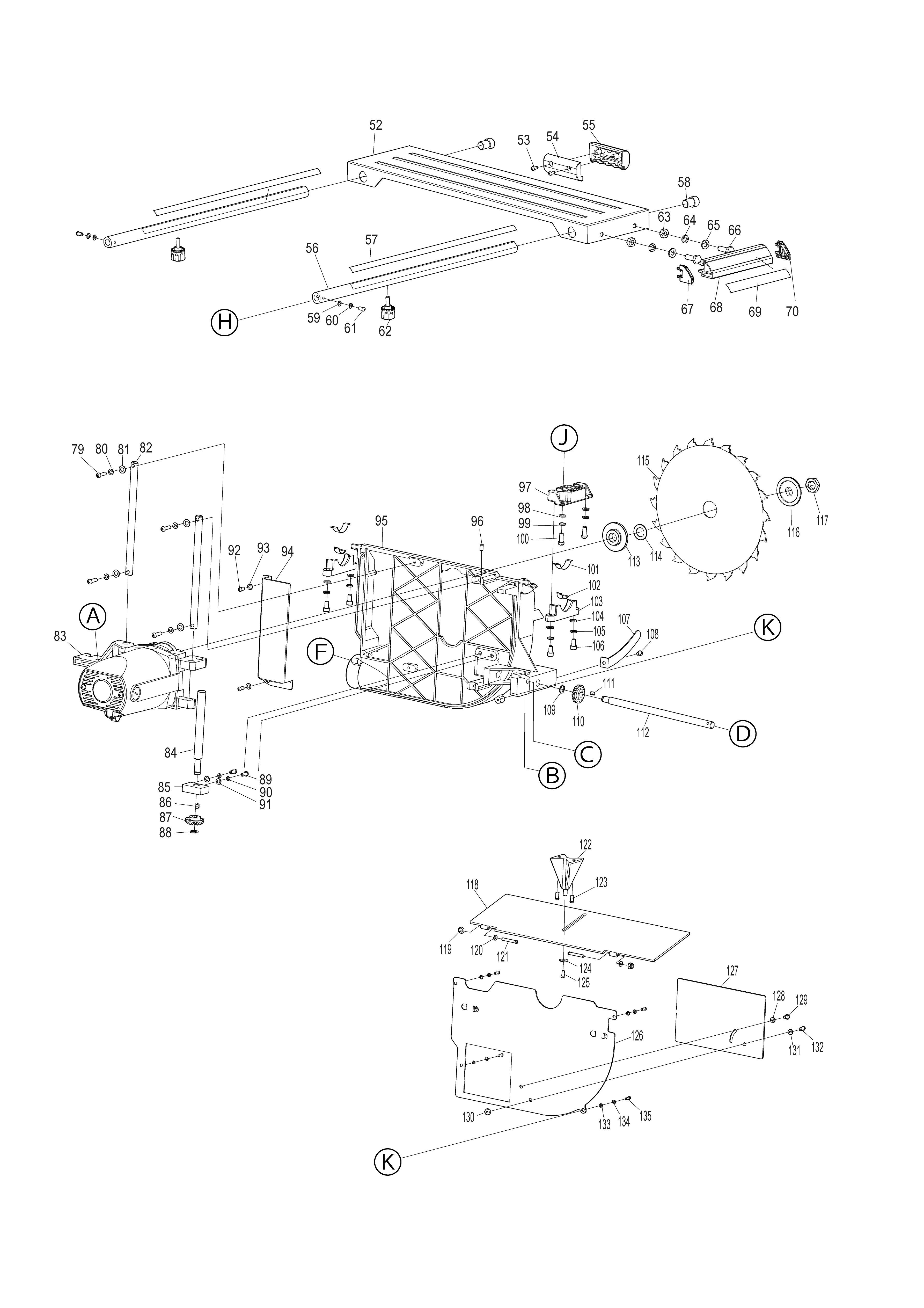 Pièces détachées Scie sur table Makita MLT100N