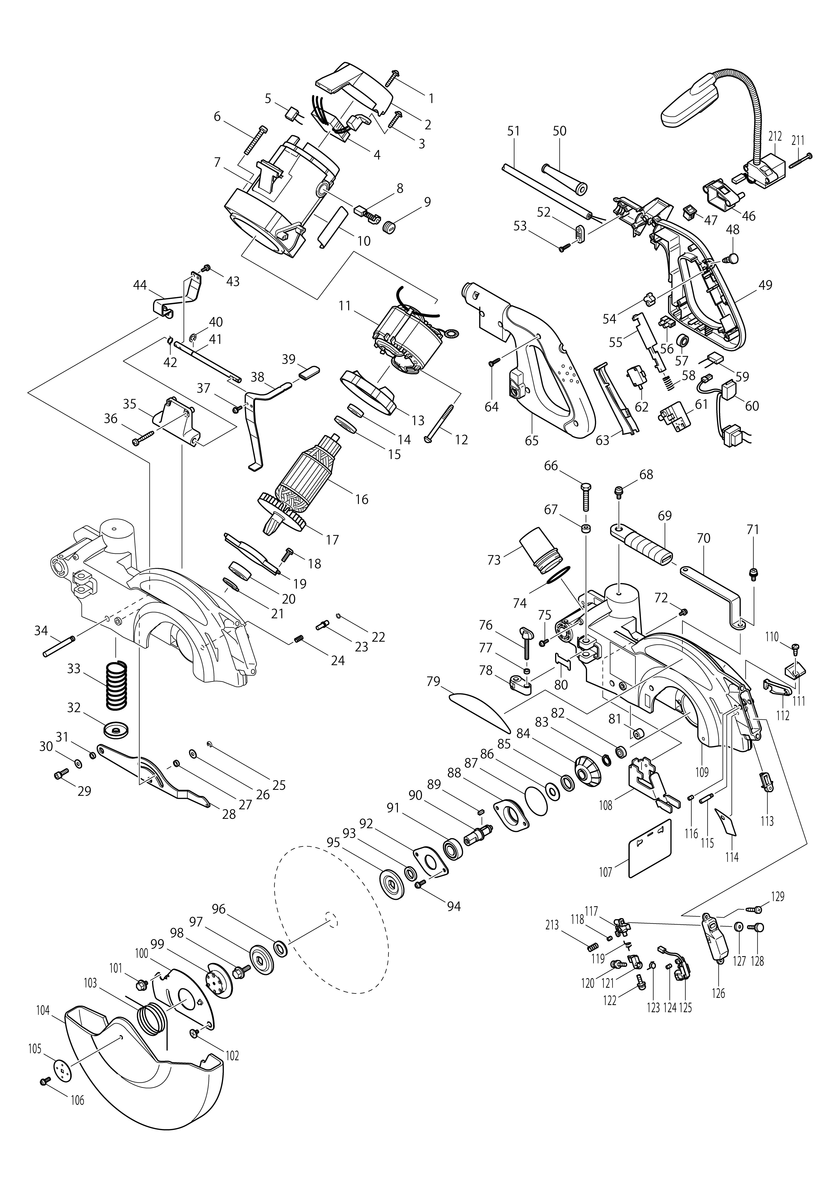 Pièces détachées Scie à onglet Makita LS1013FL