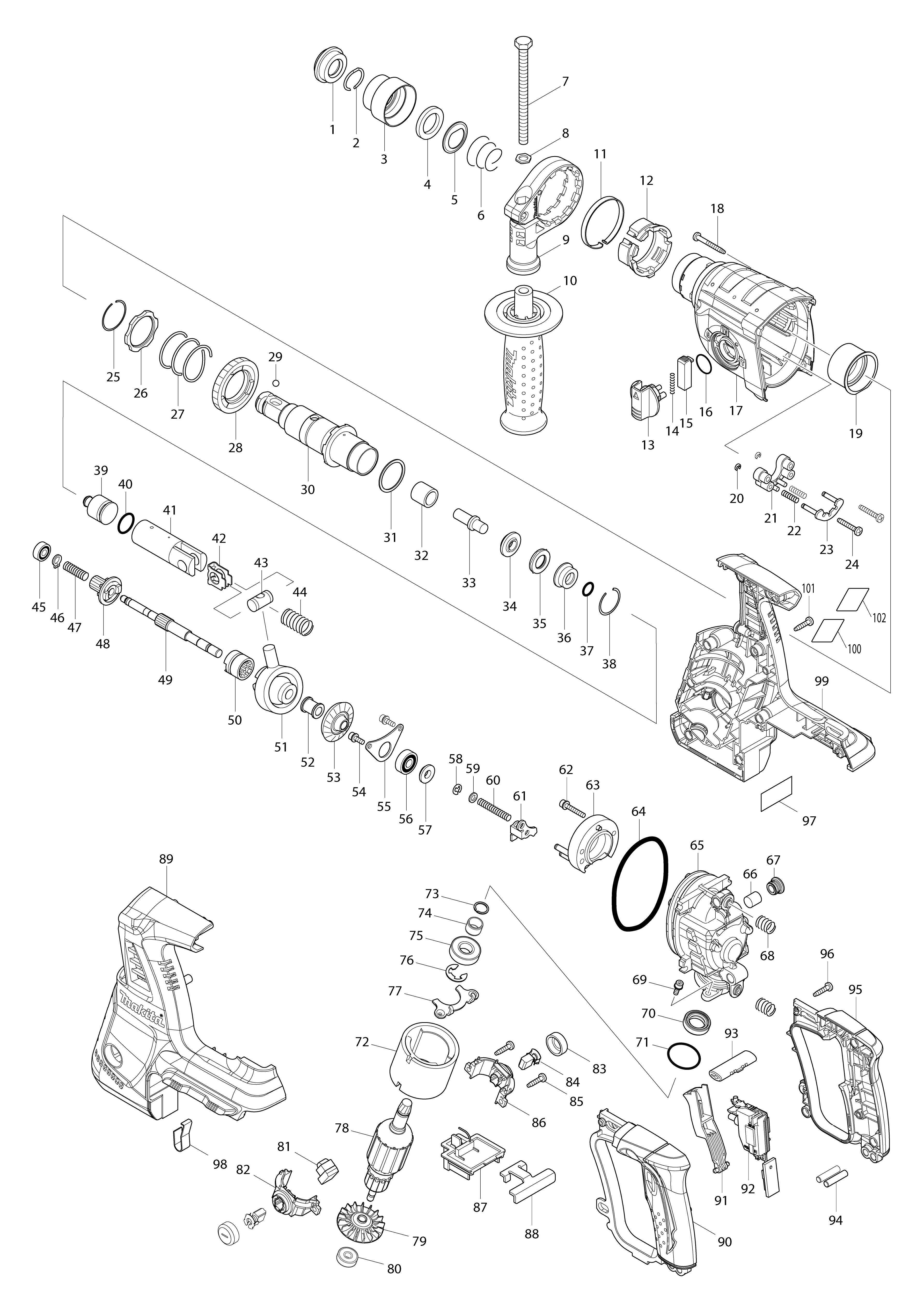 Pièces détachées Perforateur-burineur Makita BHR261
