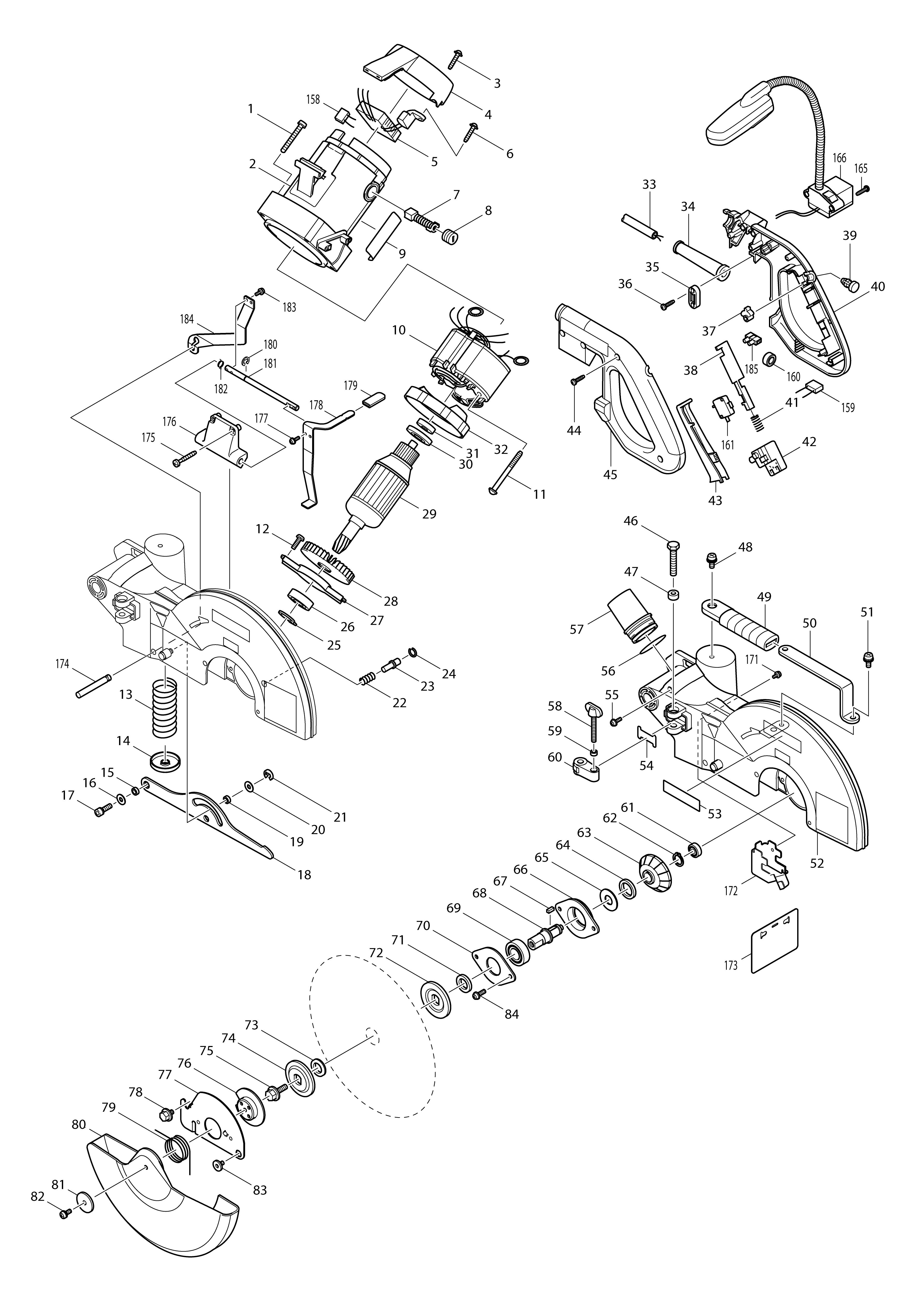 Pièces détachées Scie à onglet Makita LS1013F