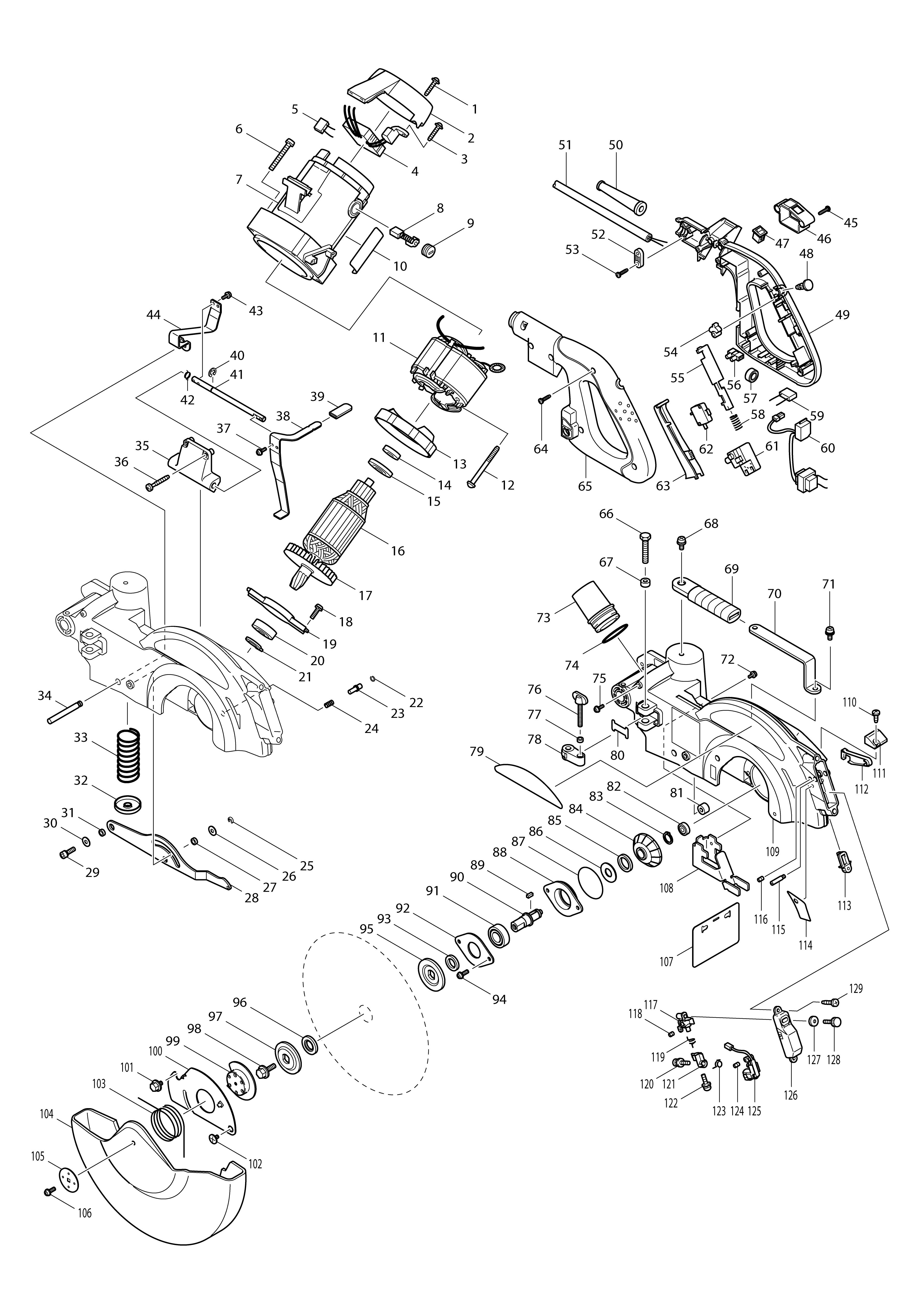 Pièces détachées Scie à onglet Makita LS1013L