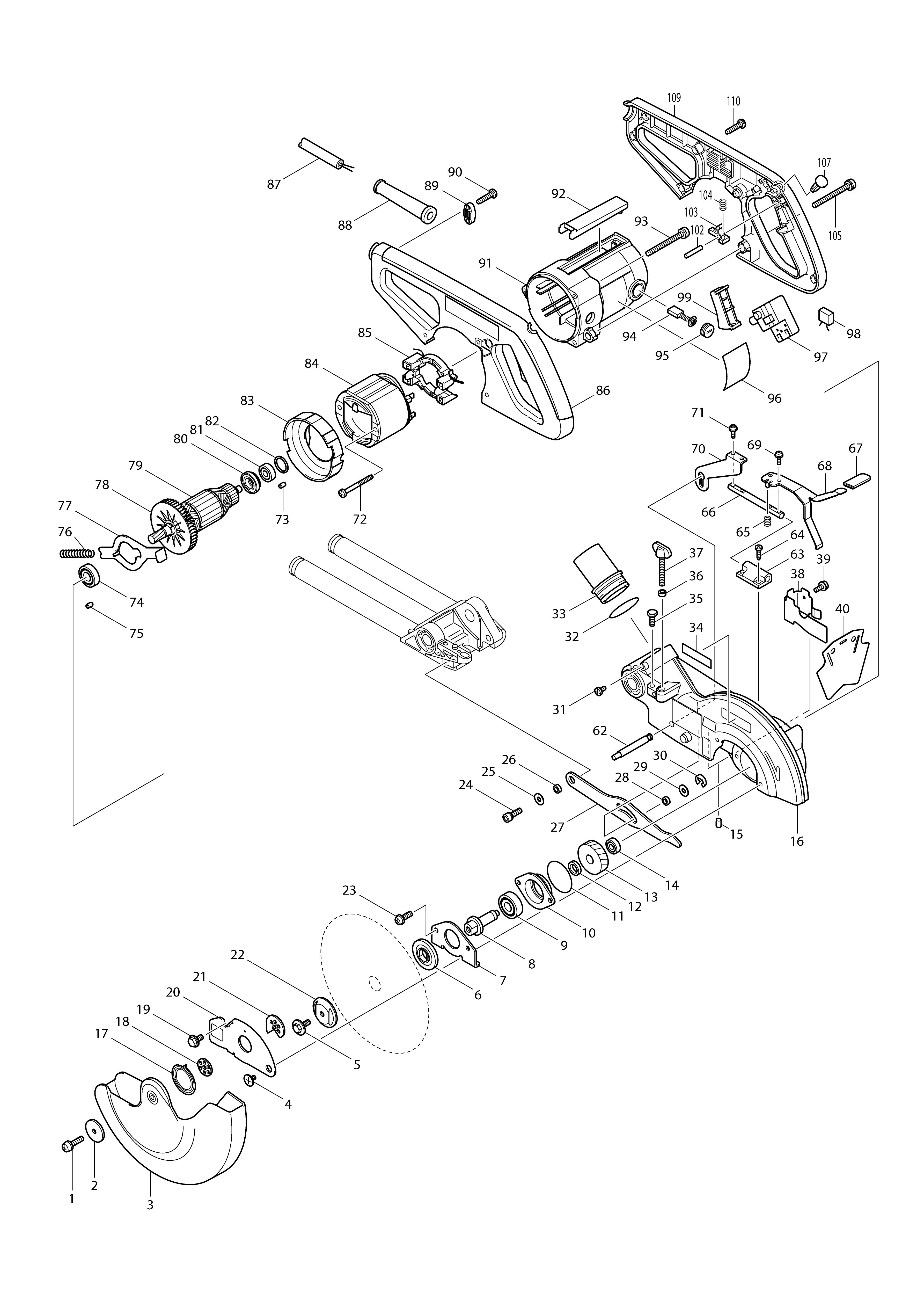 Pièces détachées Scie radiale Makita LS0714
