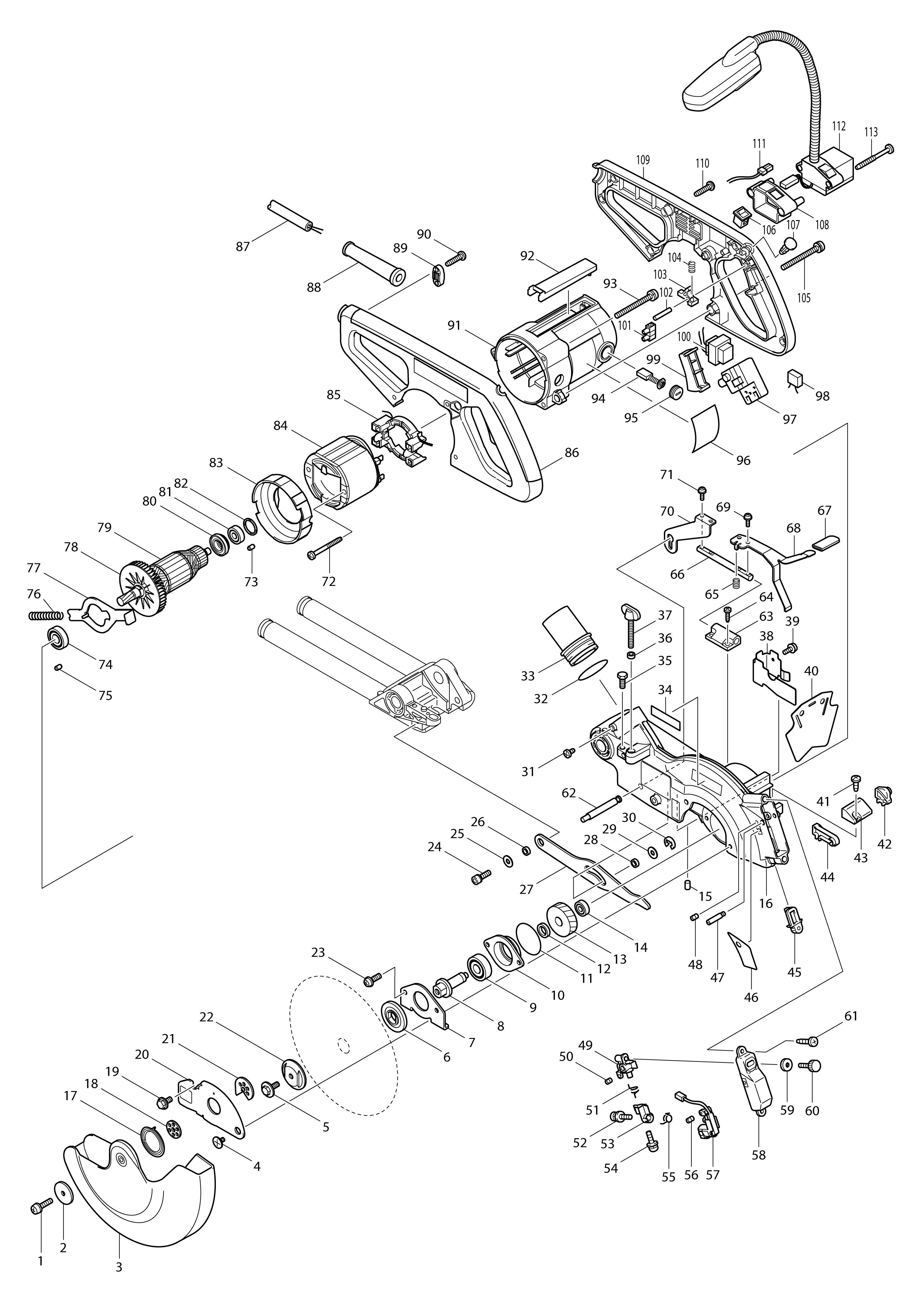 Pièces détachées Scie radiale Makita LS0714FL