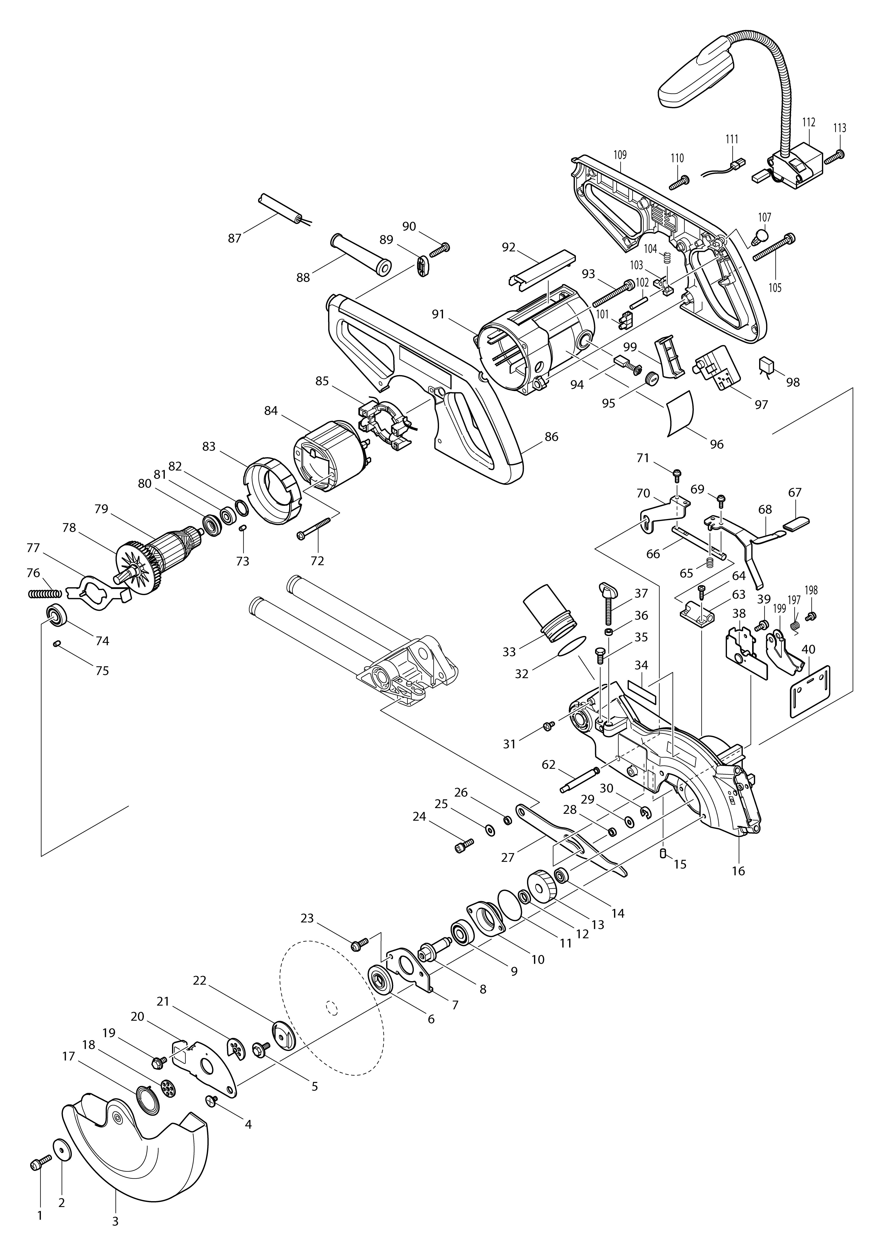 Pièces détachées Scie radiale Makita LS0714F