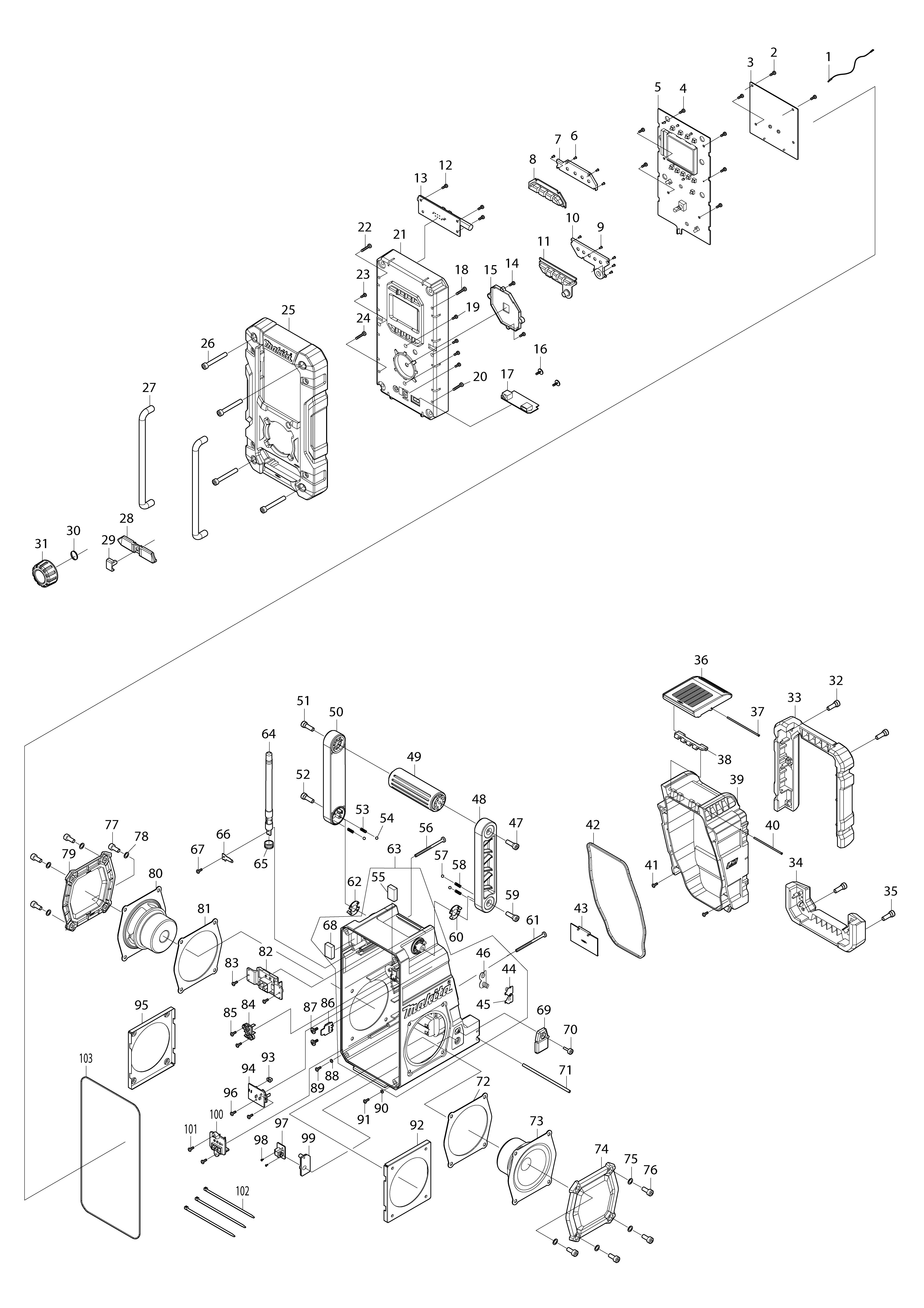 Pièces détachées Radio de chantier Makita DMR108