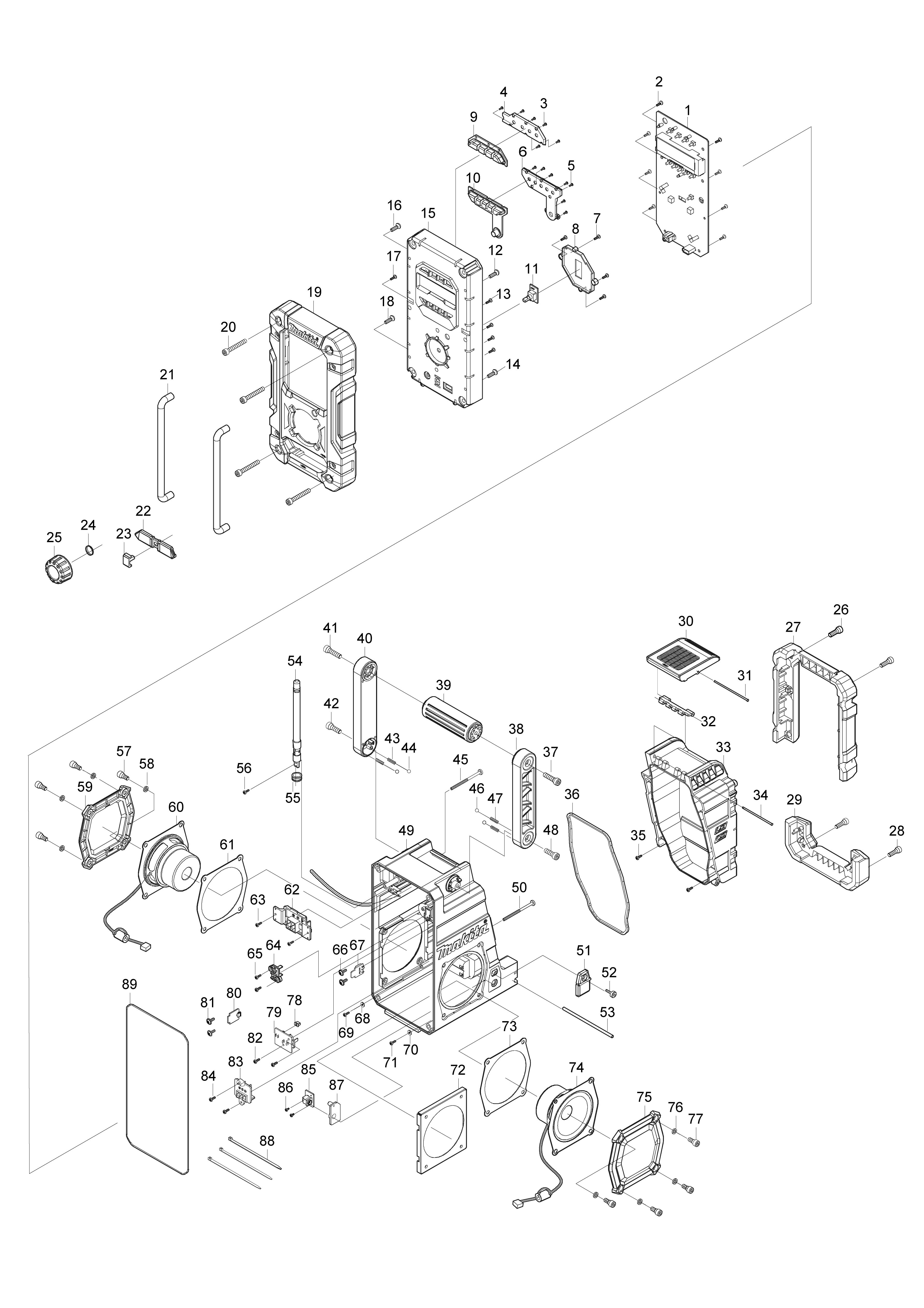 Pièces détachées Radio de chantier Makita DMR112