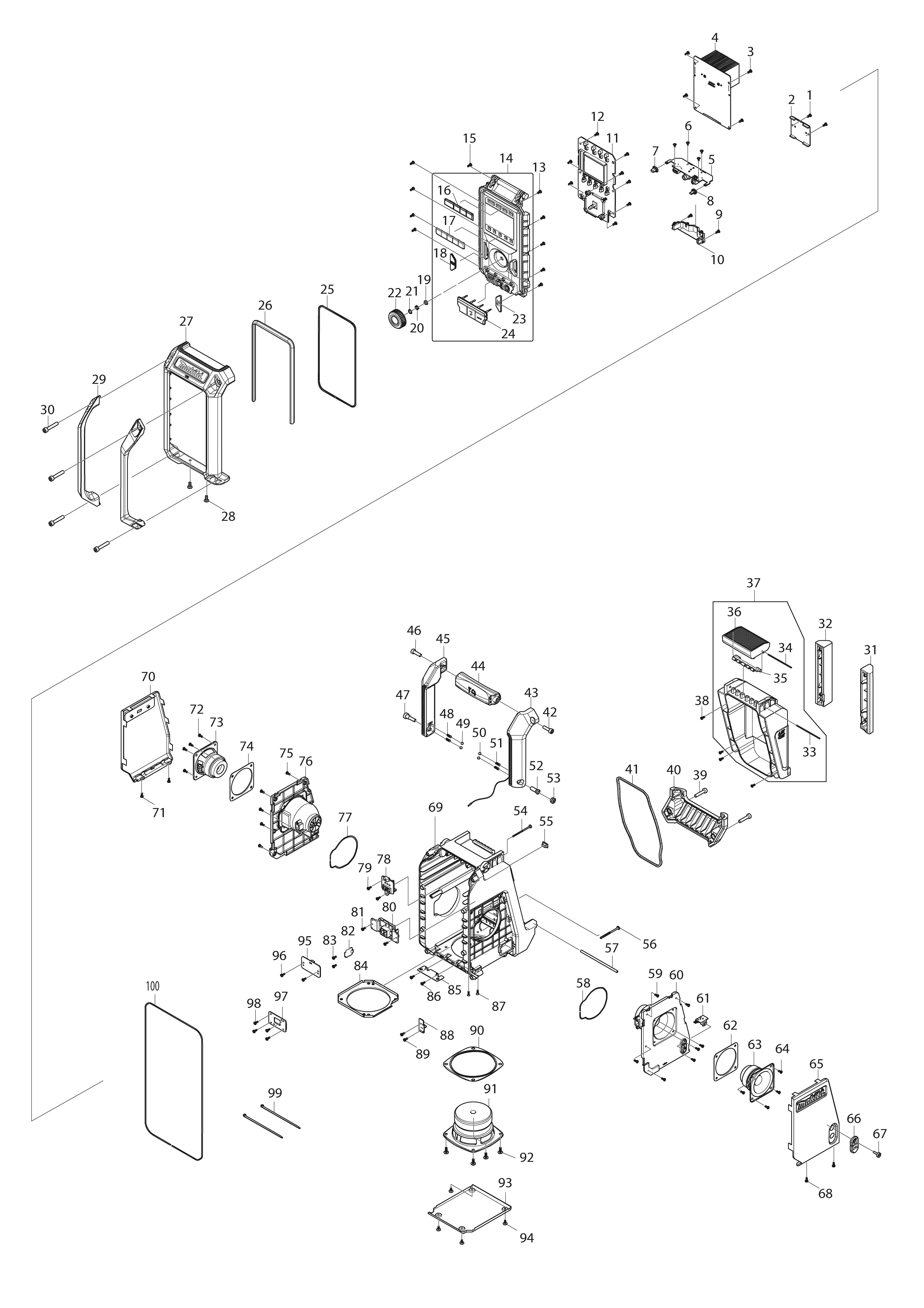 Pièces détachées Radio de chantier Makita DMR115