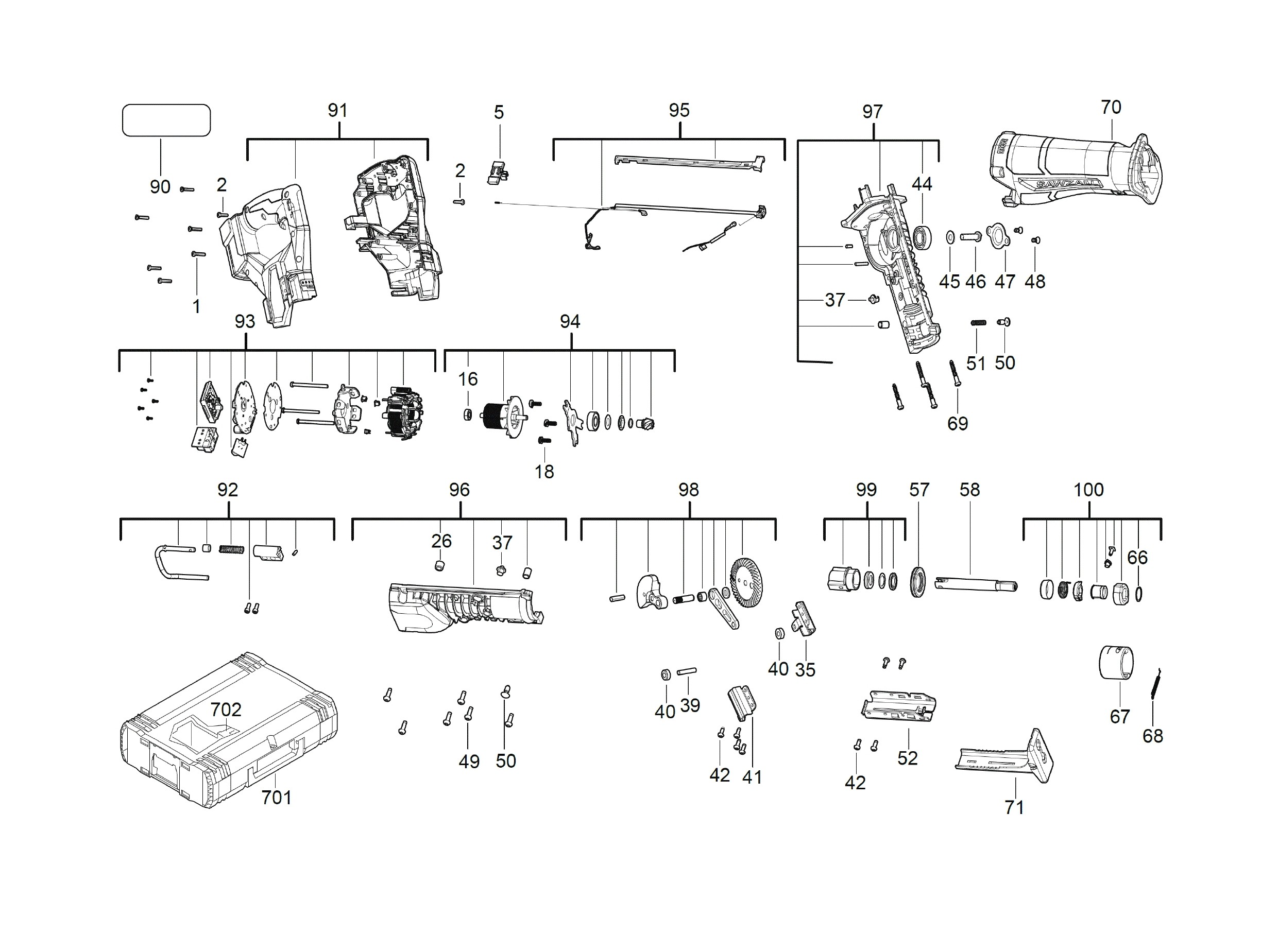 Pièces détachées Scie récipro Milwaukee M18 FSZ - 497590