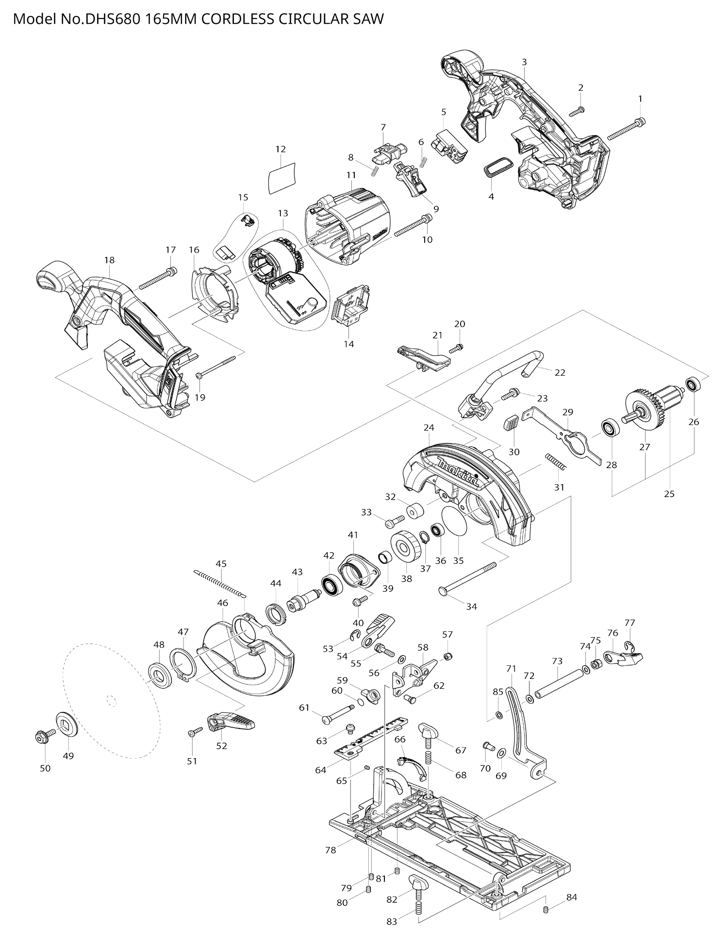 Pièces détachées scie circulaire Makita DHS680