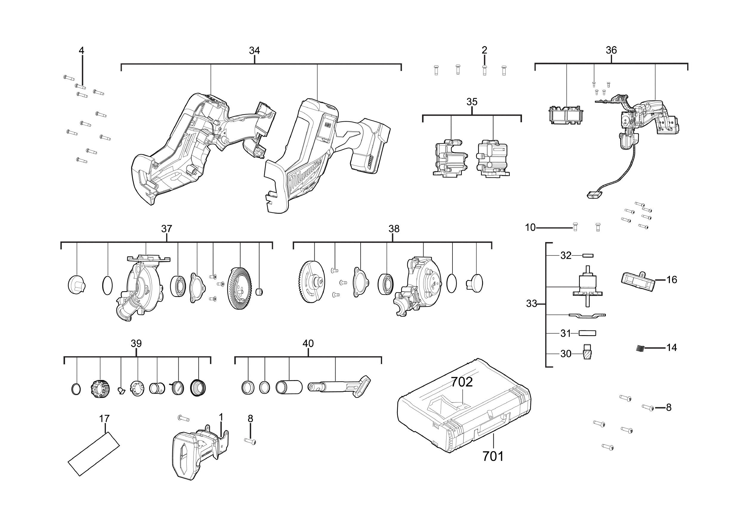Pièces détachées Scie récipro Milwaukee M18 FHZ - 481262