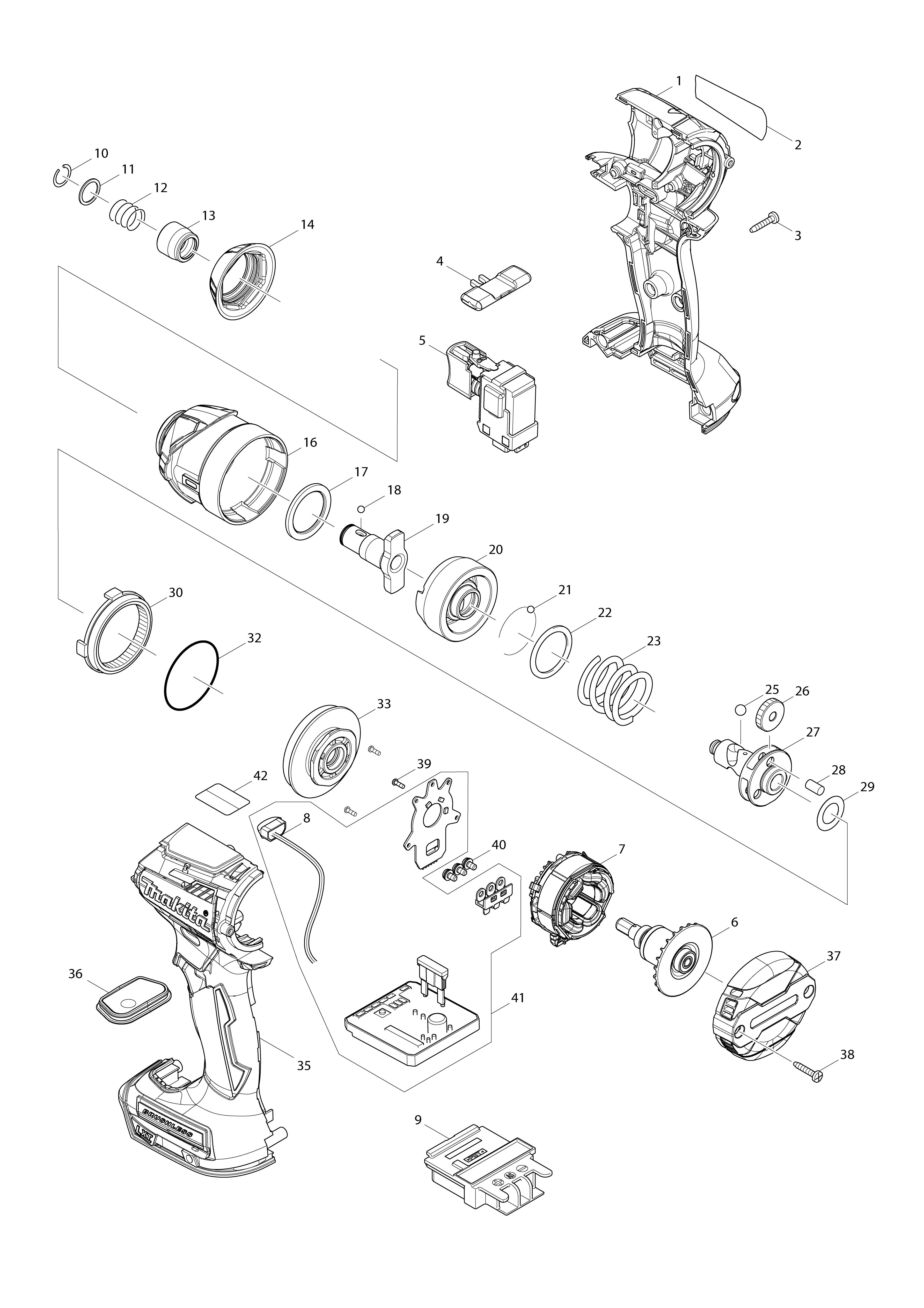 Pièces détachées Visseuses à chocs Makita DTD154