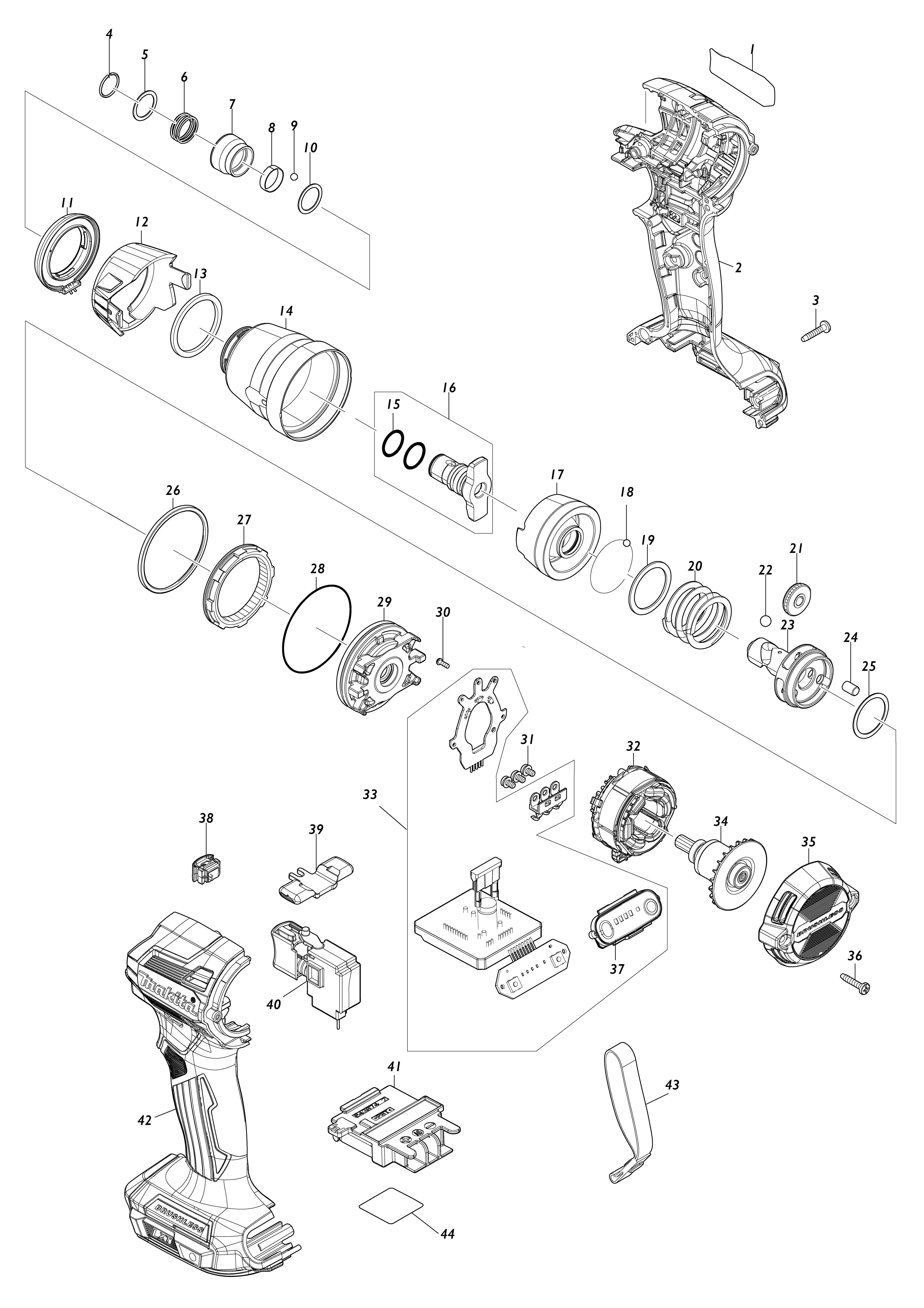 Pièces détachées Visseuses à chocs Makita DTD173