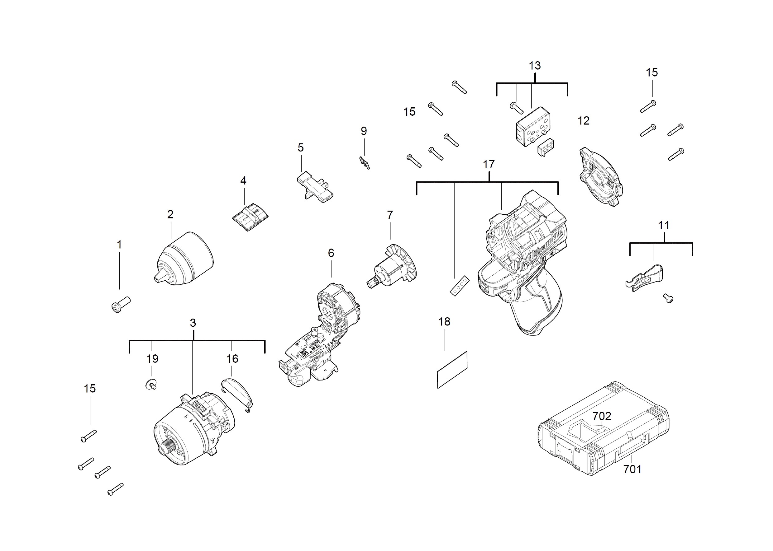 Pièces détachées Perceuse à percussion Milwaukee M12 FPD2 - 481337