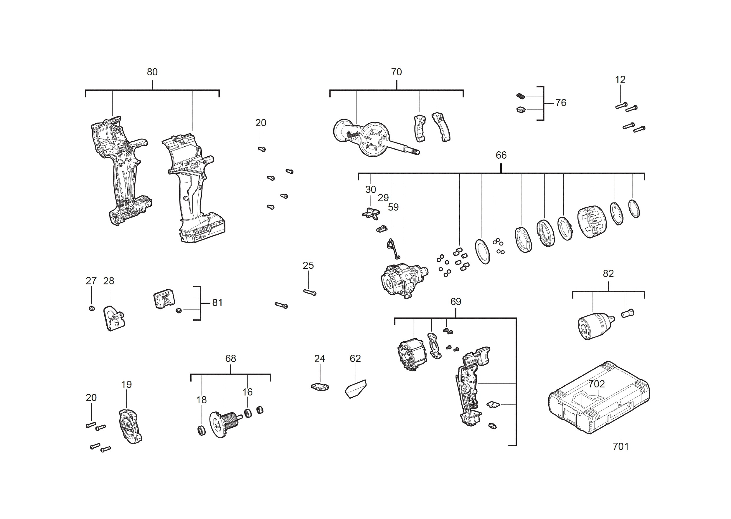 Pièces détachées Perceuse à percussion Milwaukee M18 FPD3 - 481314
