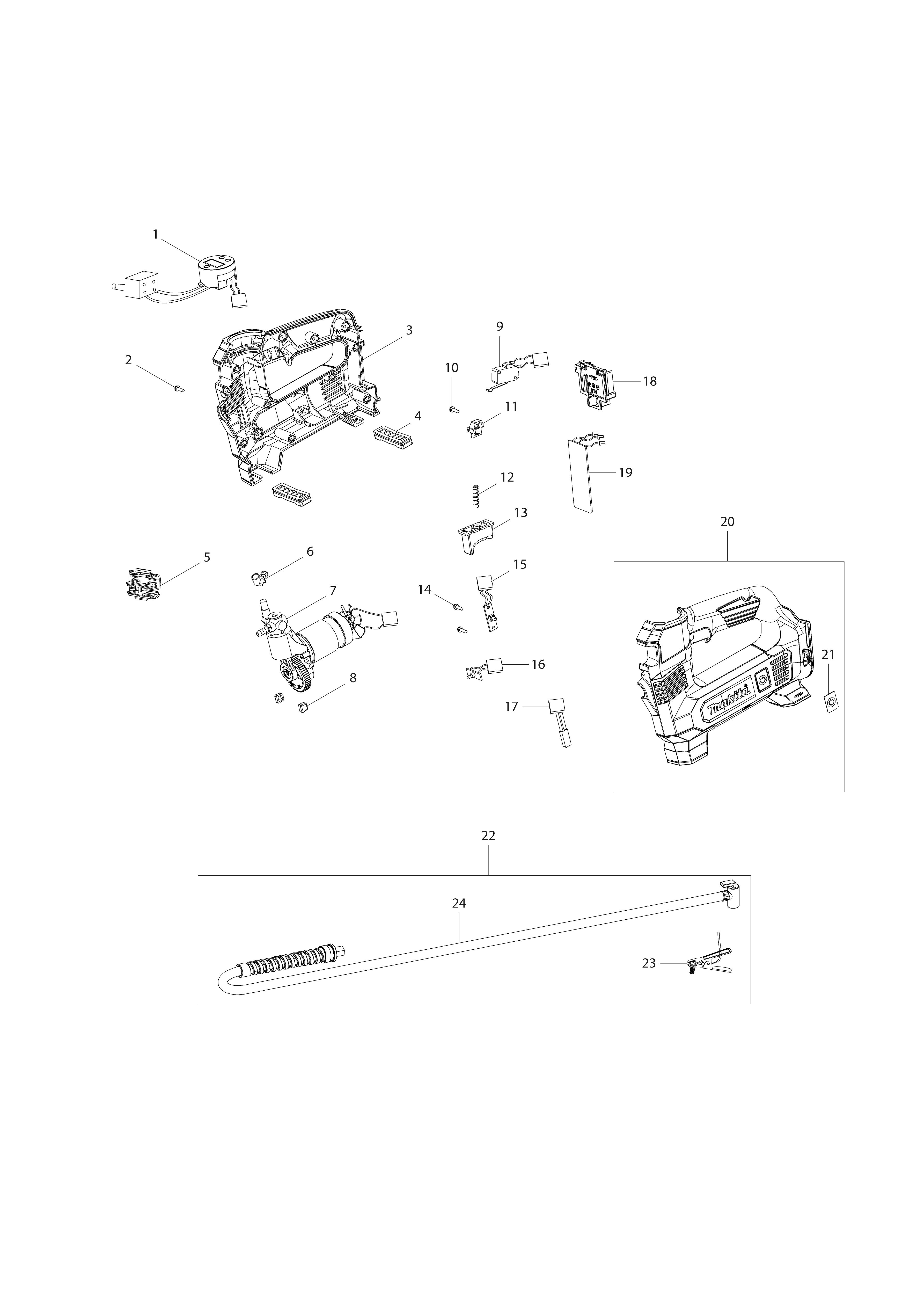 Pièces détachées Gonfleur Makita DMP180