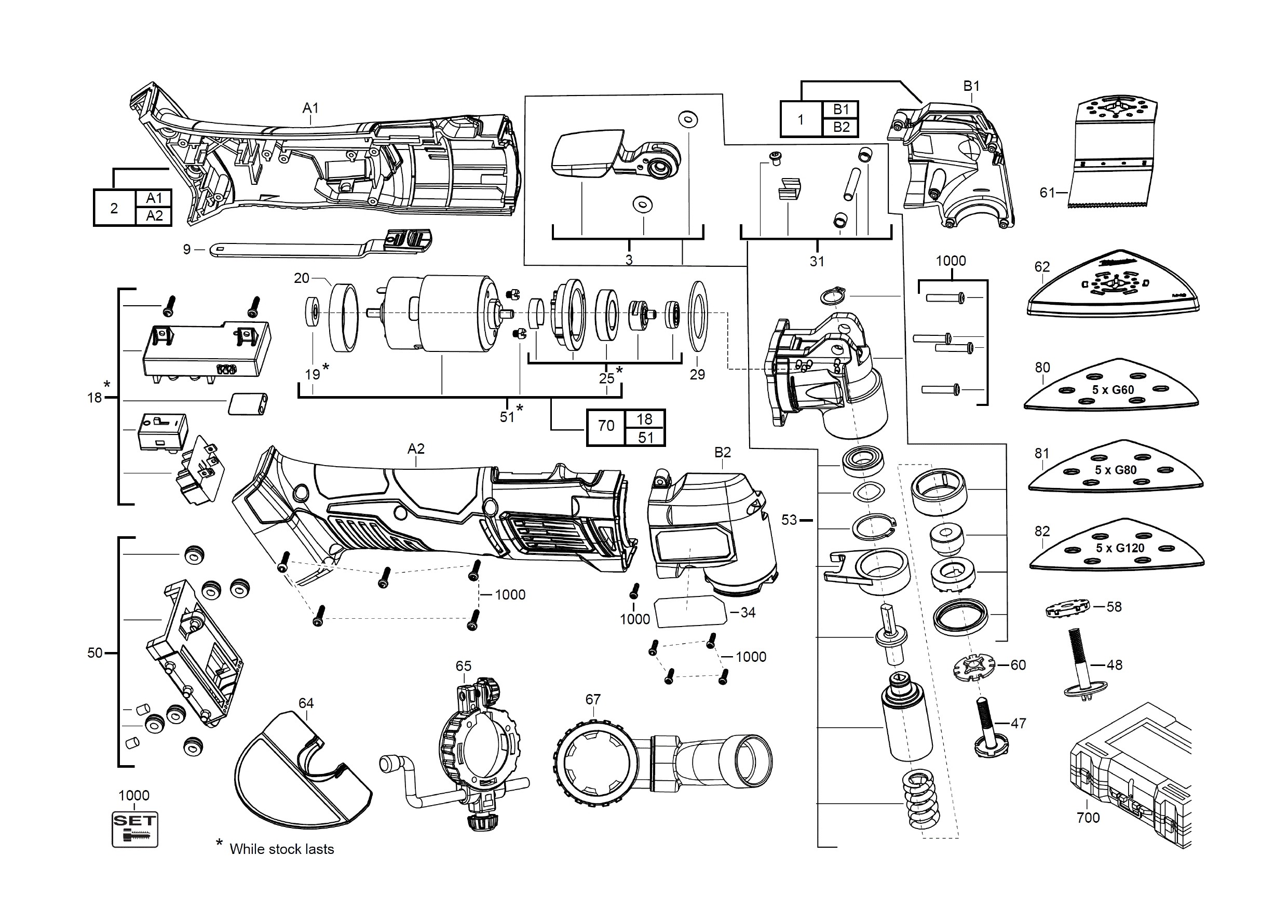 Pièces détachées Outil Multifonctions Milwaukee M18 BMT - 446204