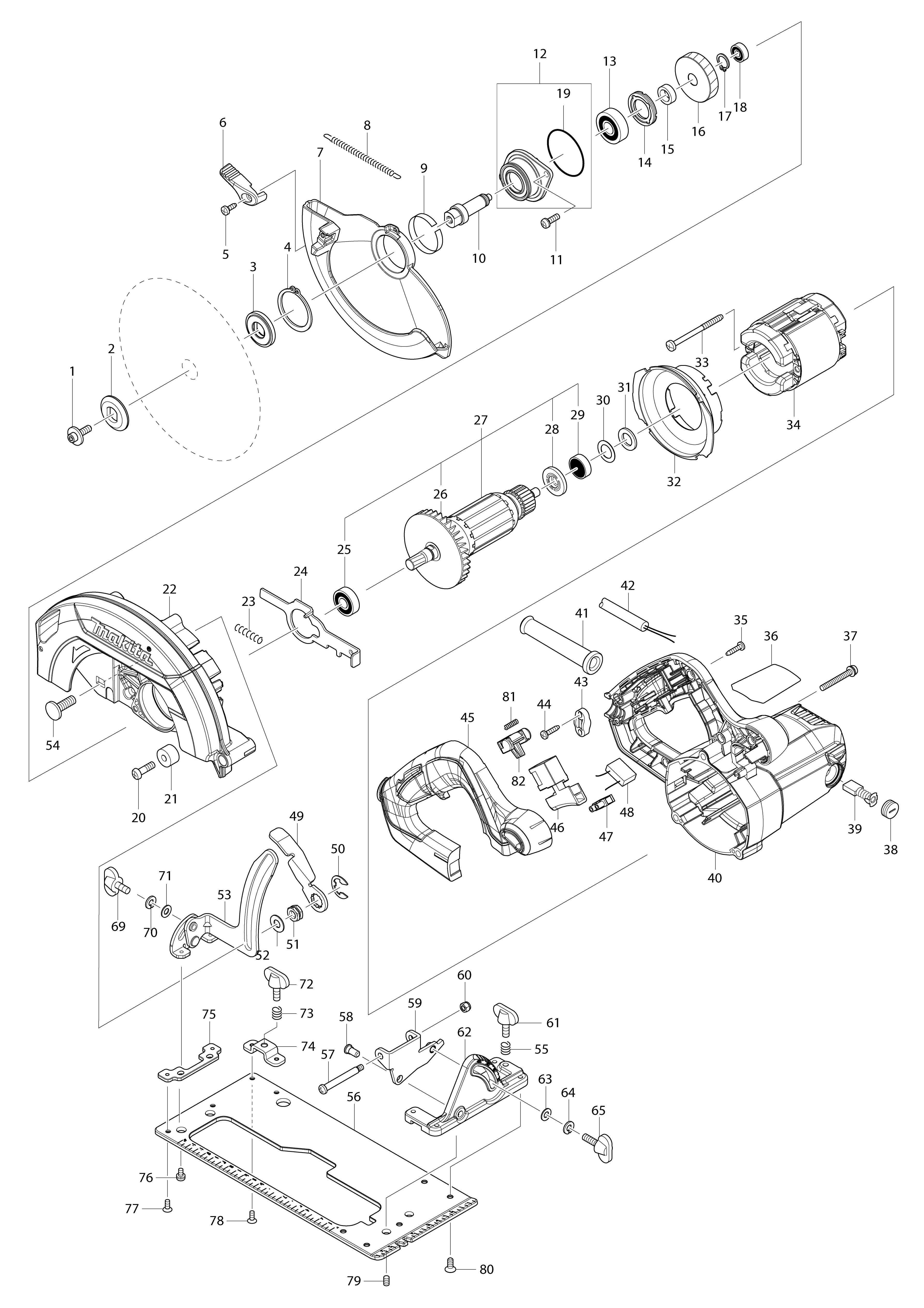 Pièces détachées Scie circulaire Makita HS7611