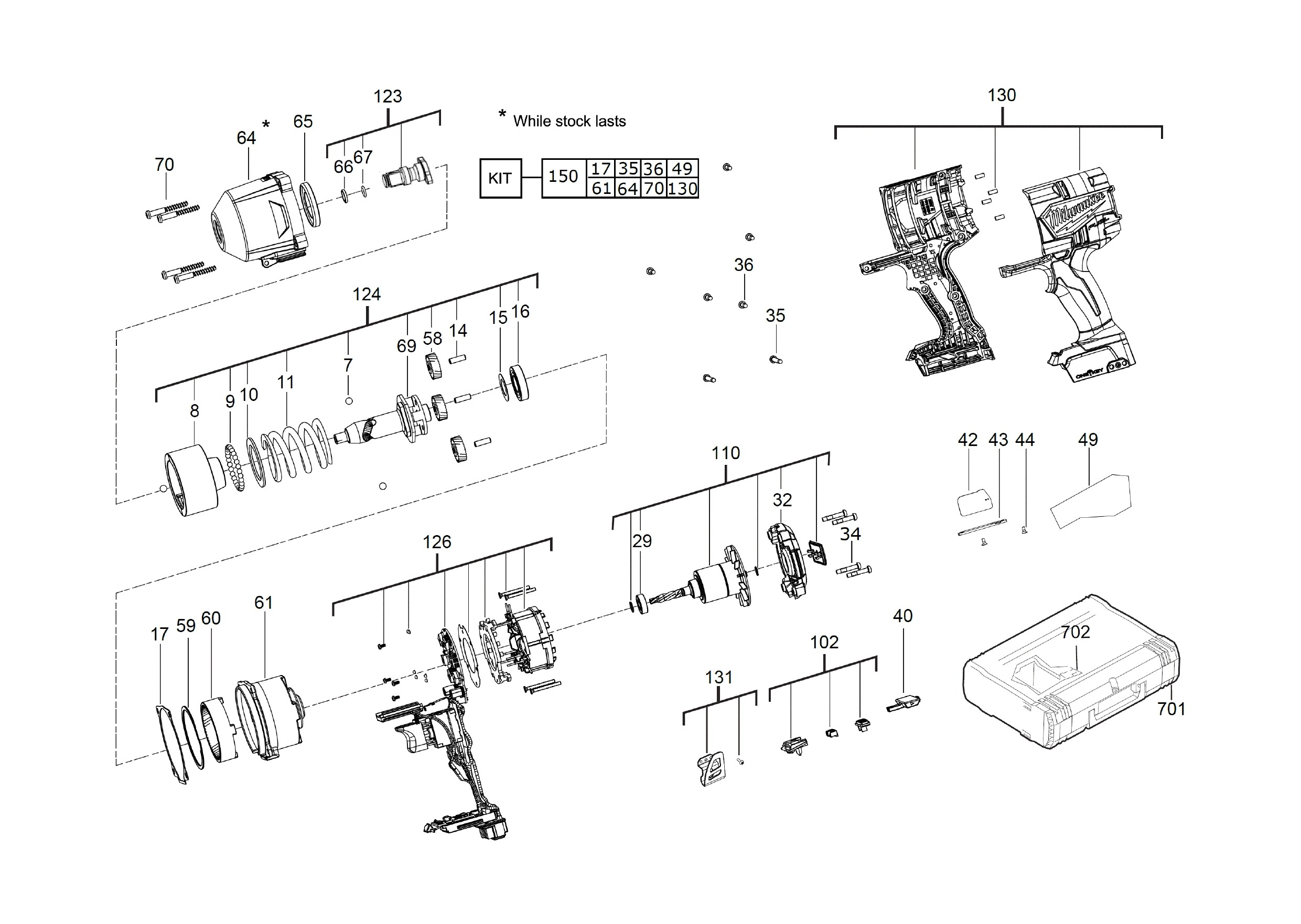 Pièces détachées Boulonneuse Milwaukee M18 ONEFHIWF34 - 467205