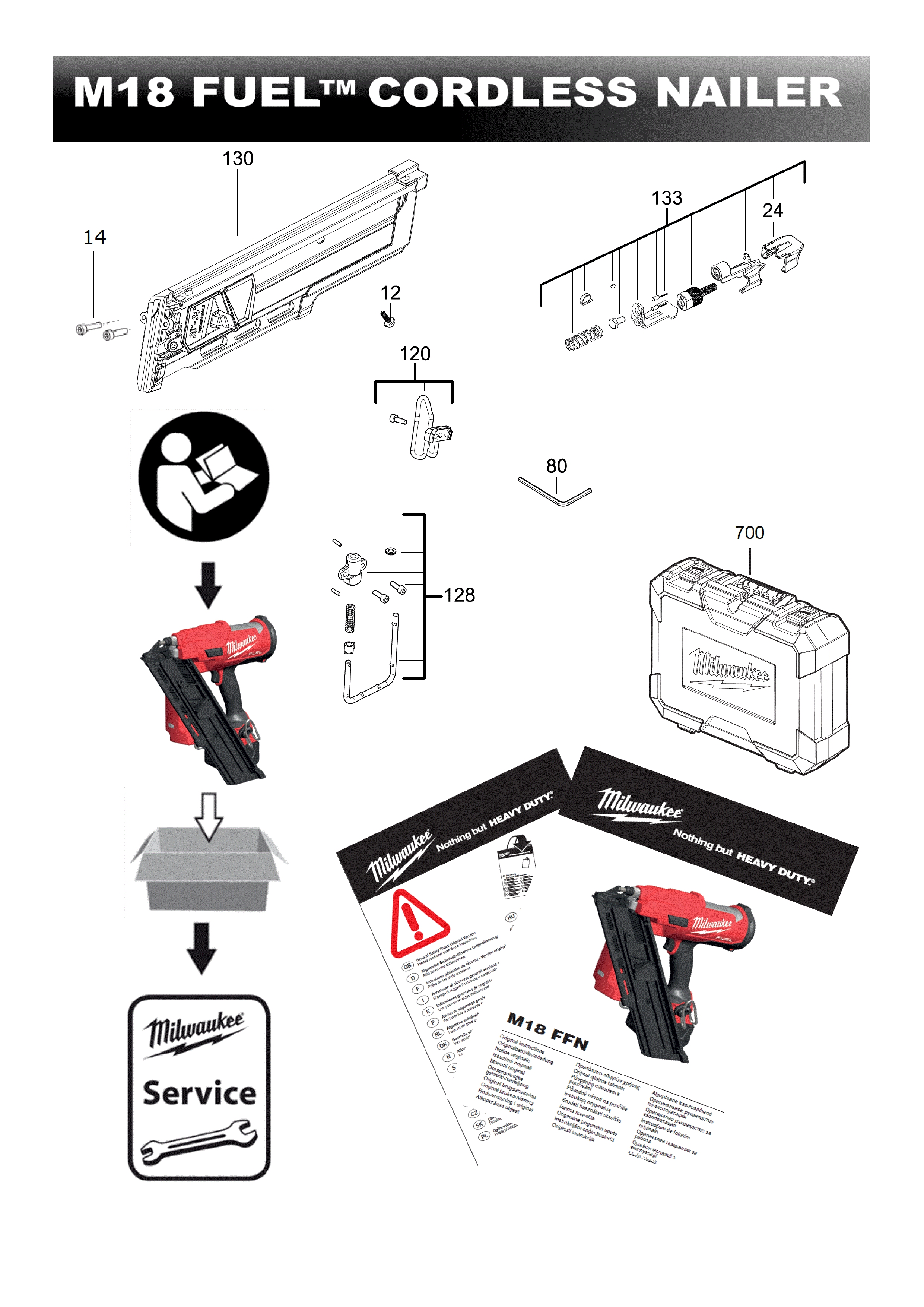 Pièces détachées Cloueur Milwaukee M18 FFN - 474116