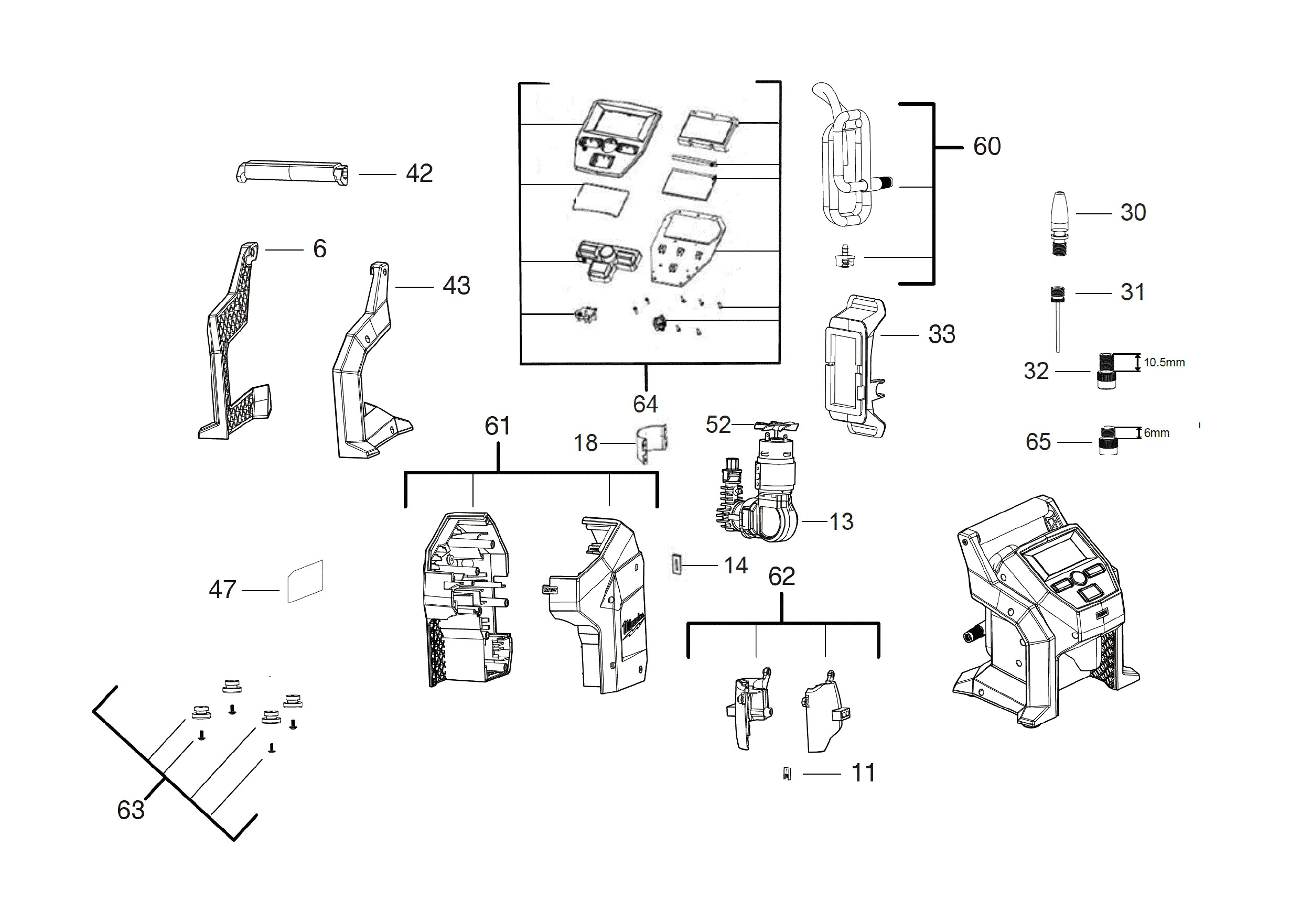 Pièces détachées Compresseur Milwaukee M12 BI - 467479