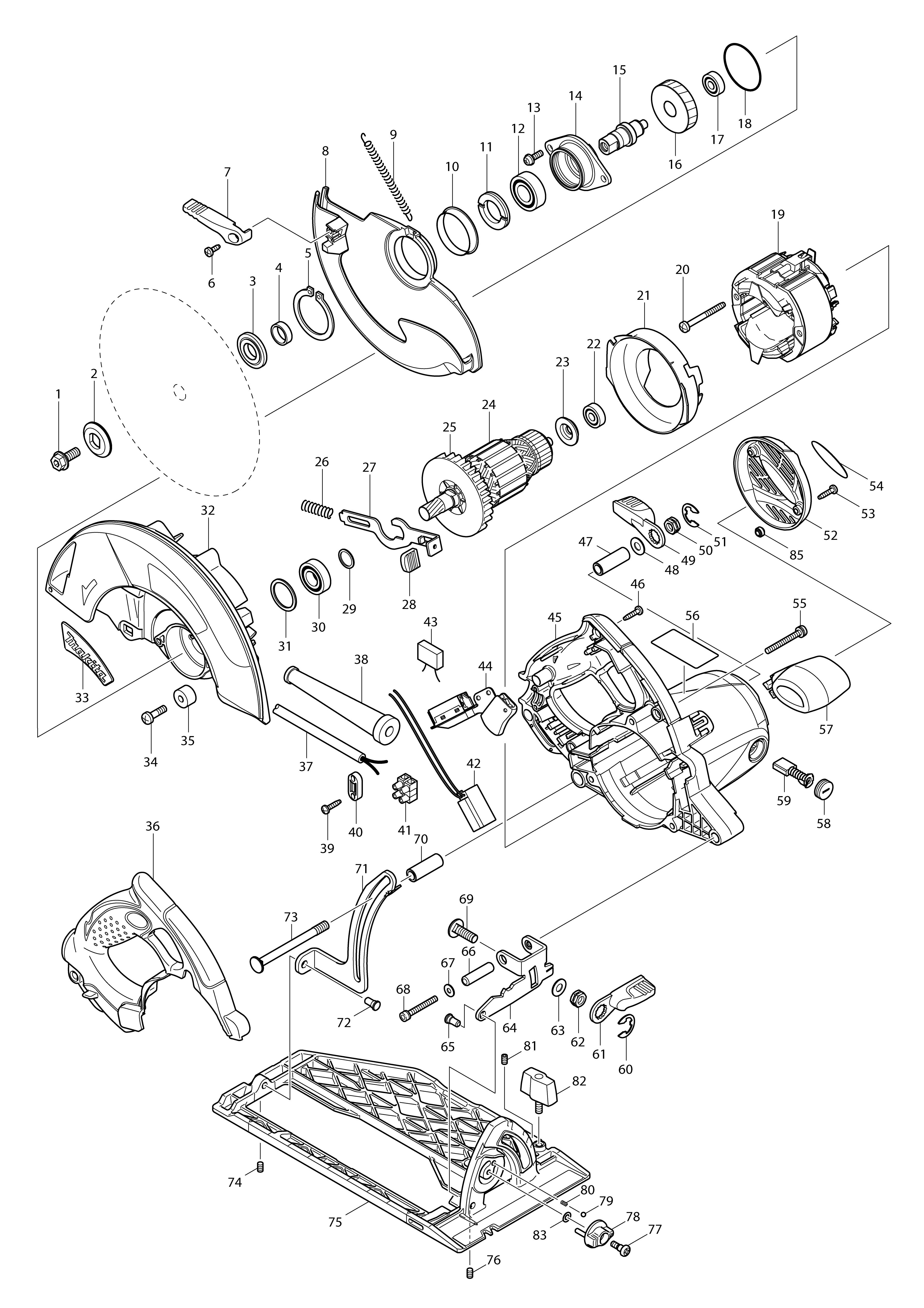 Pièces détachées Scie circulaire Makita 5008MG