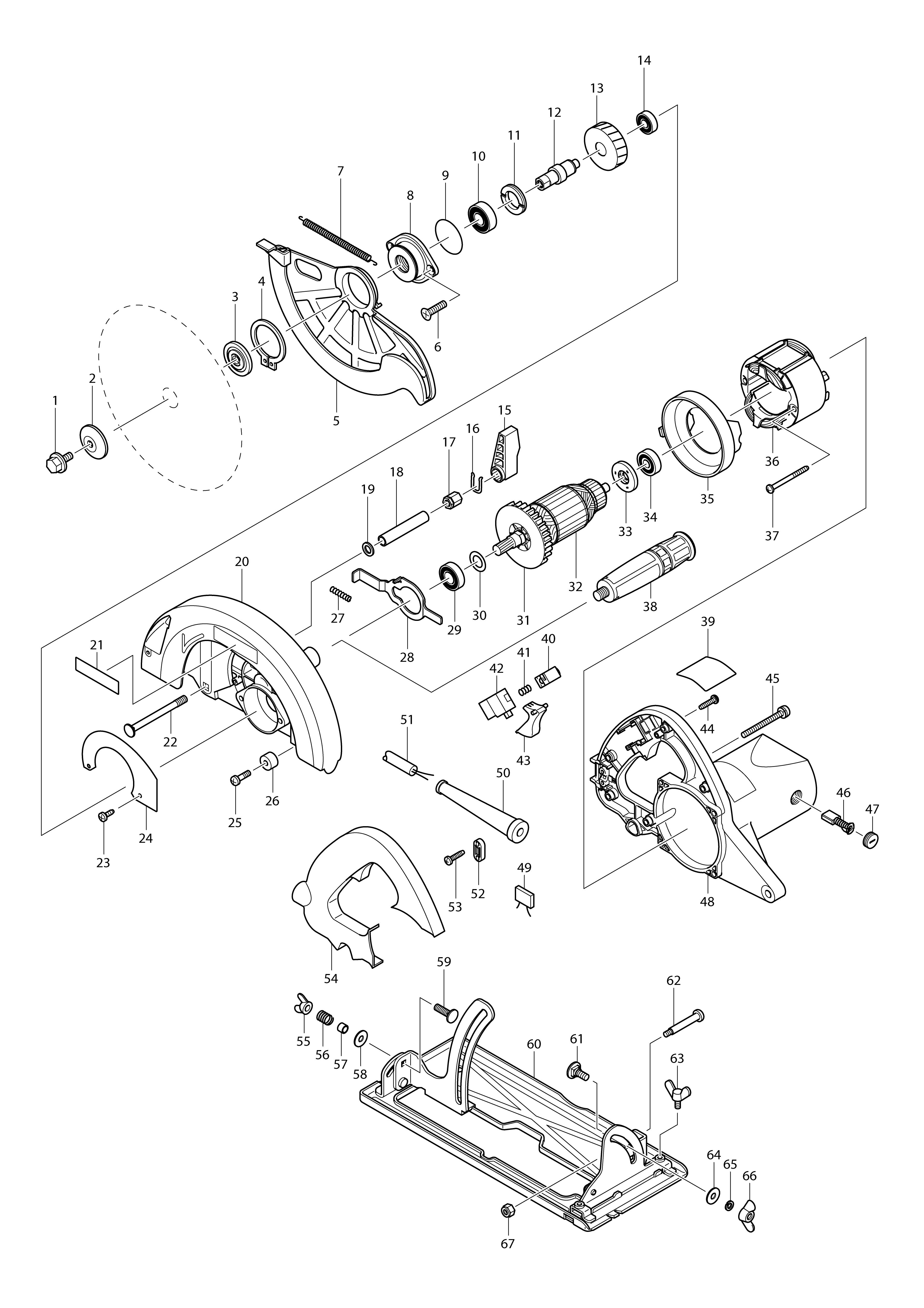 Pièces détachées Scie circulaire Makita N5900B