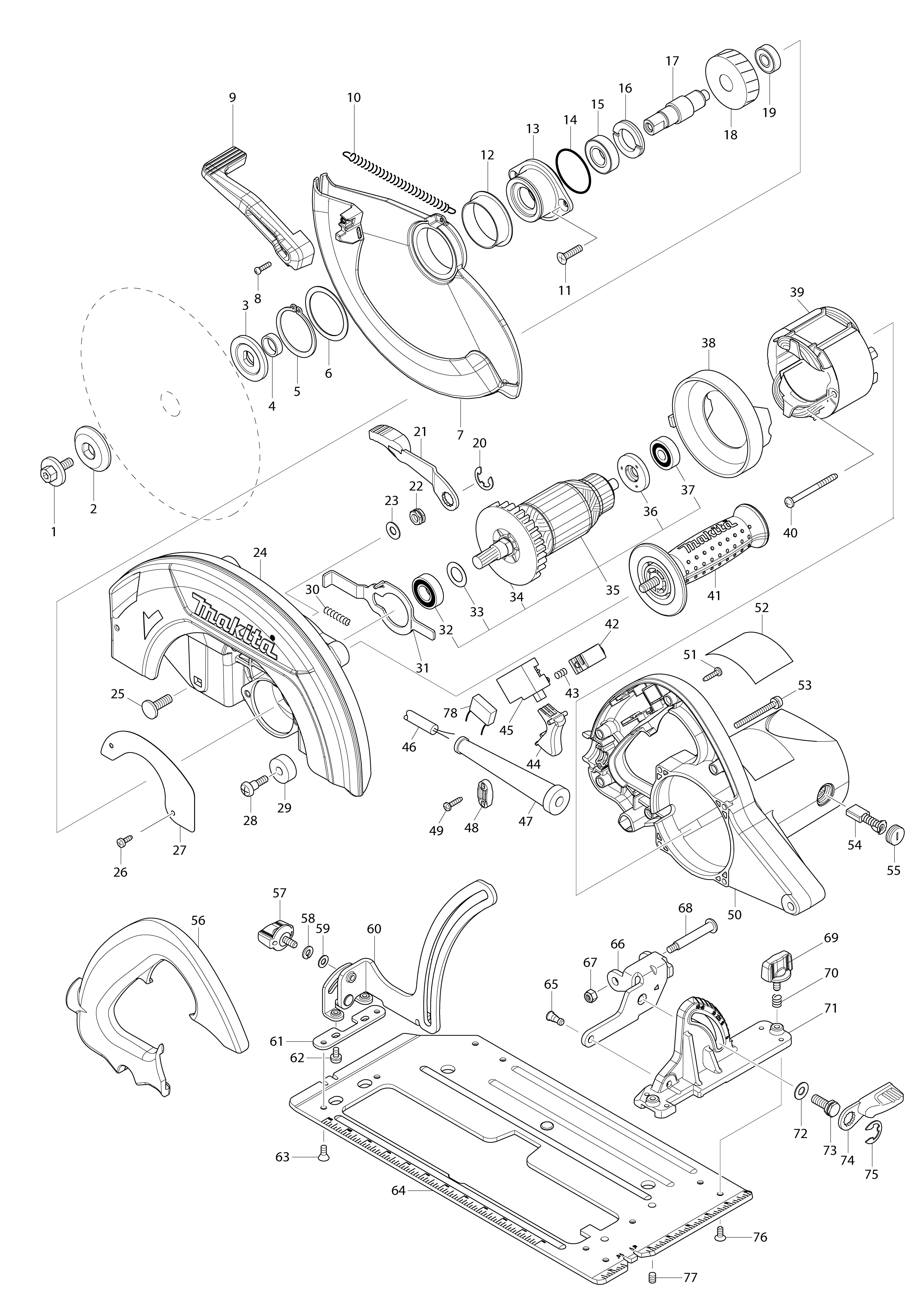 Pièces détachées Scie circulaire Makita HS0600