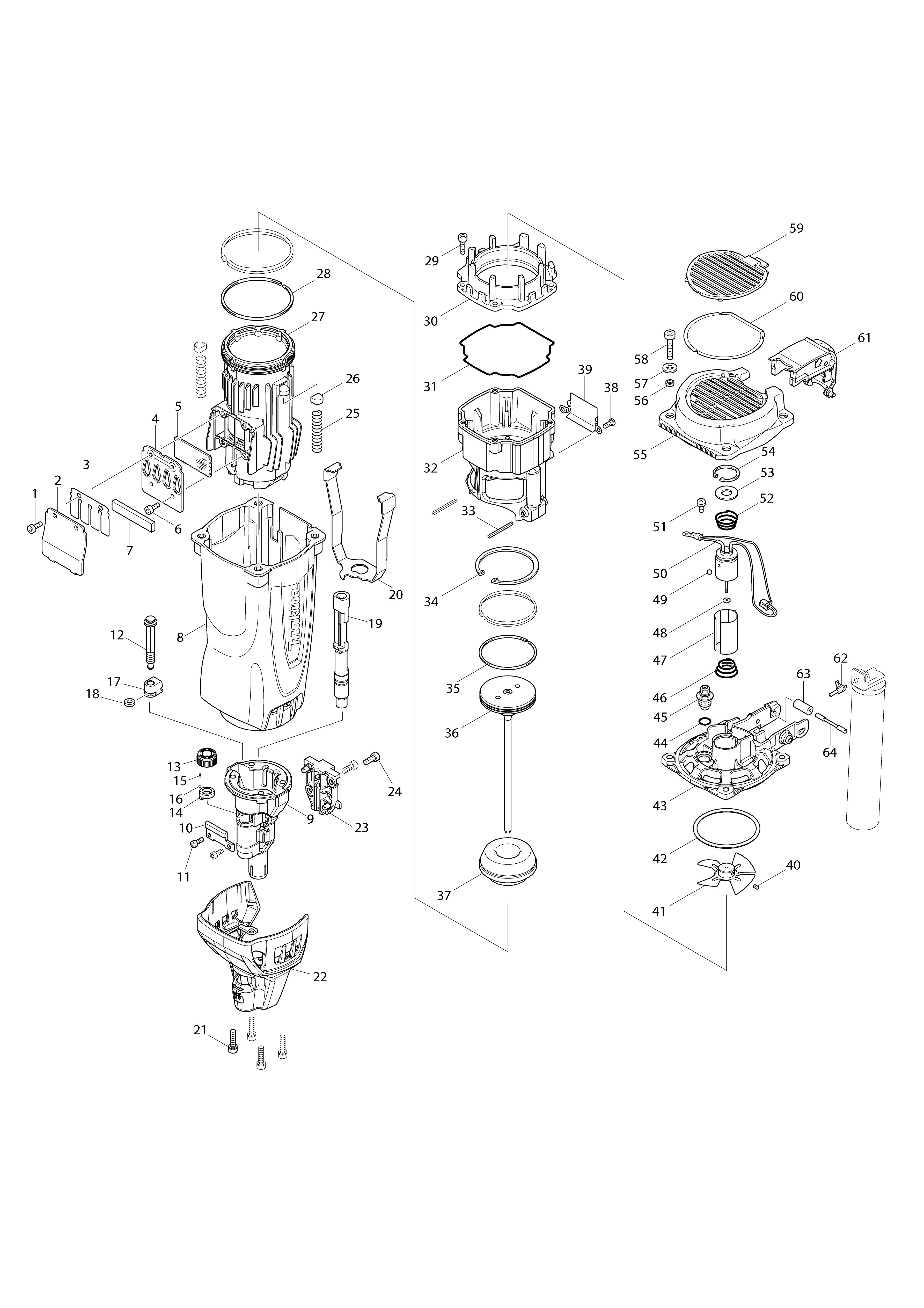 Pièces détachées Cloueur à gaz Makita GN420C