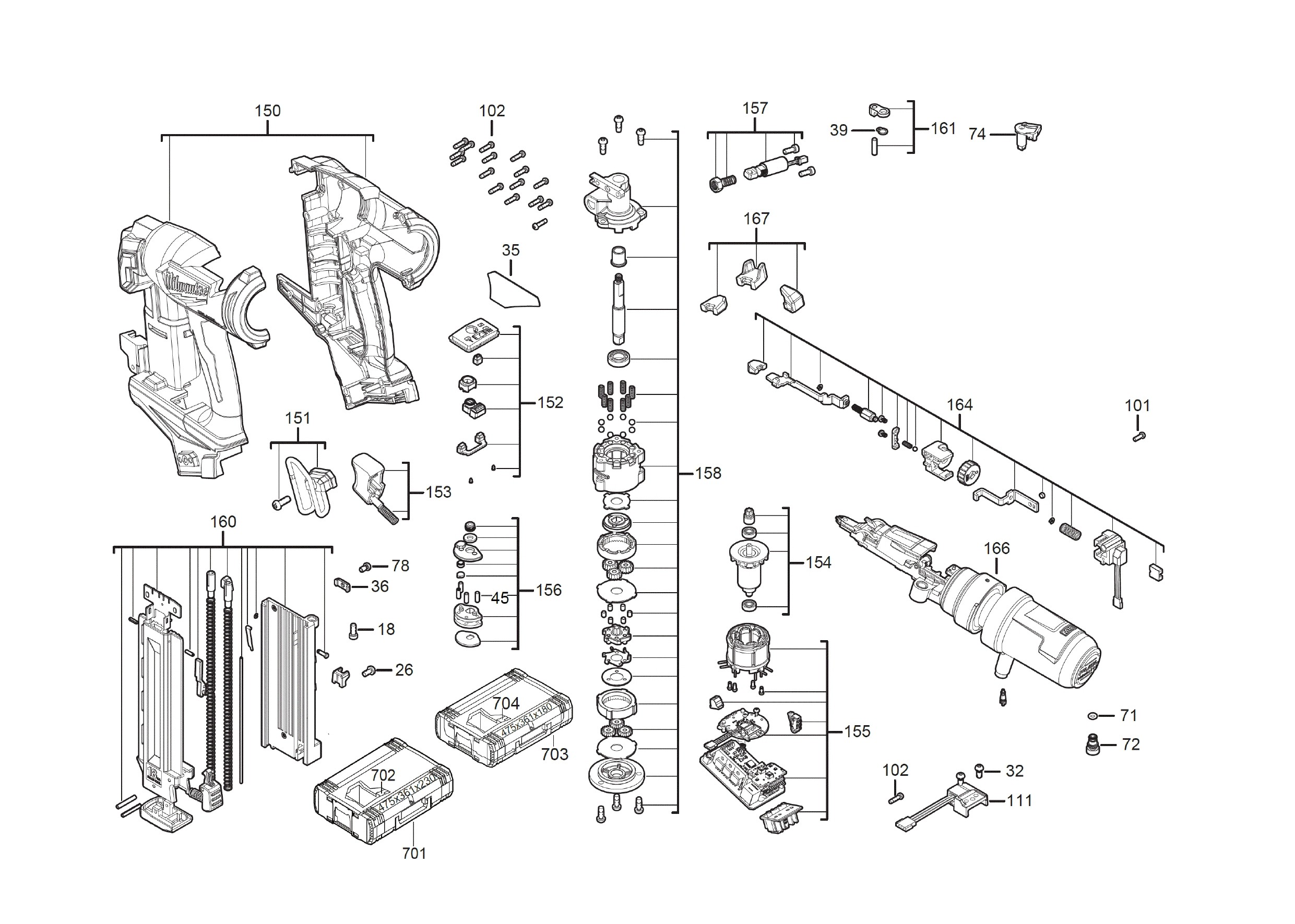 Pièces détachées Cloueur Milwaukee M18 FN18GS - 474126