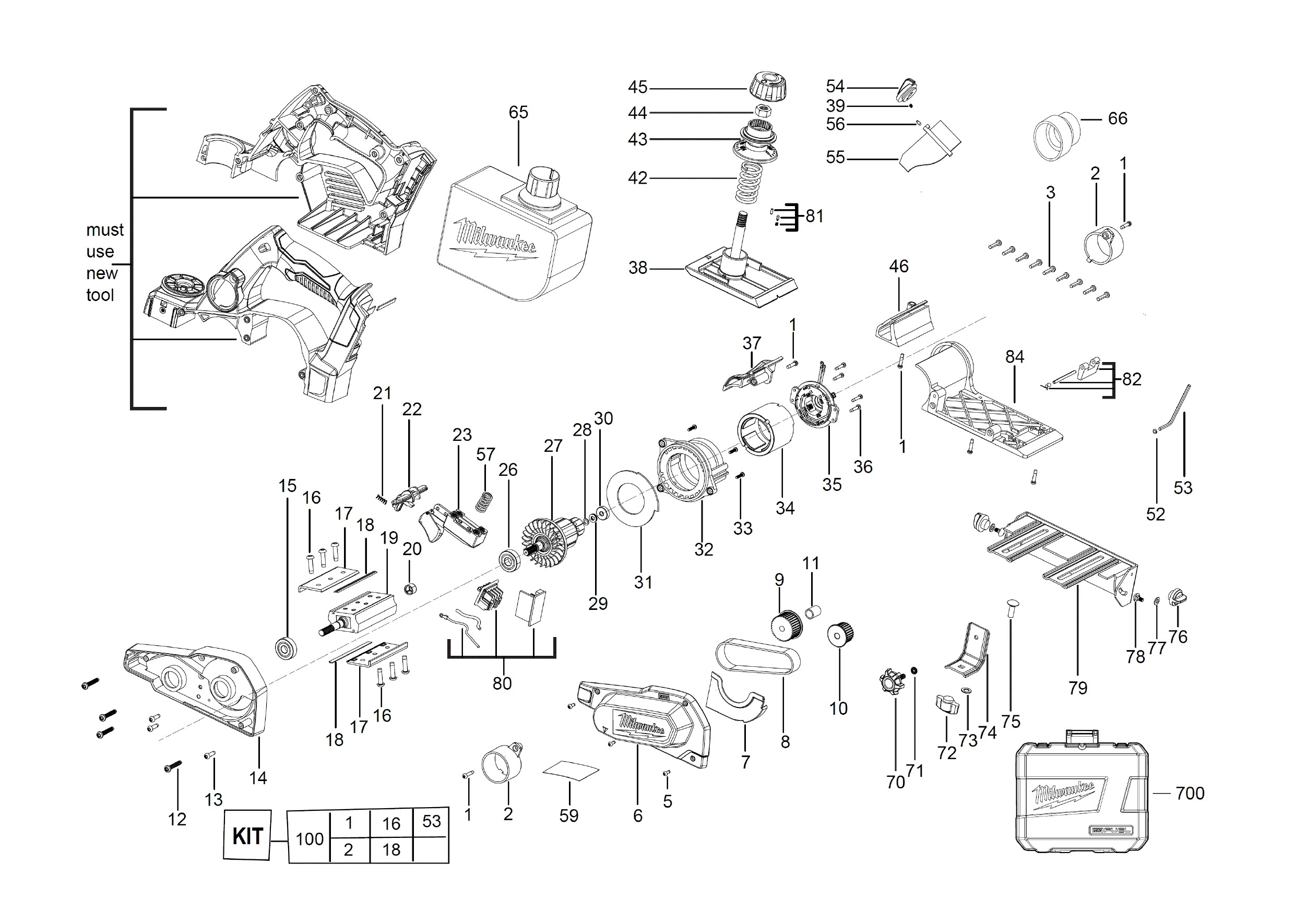Pièces détachées Rabot Milwaukee M18 BP - 452626
