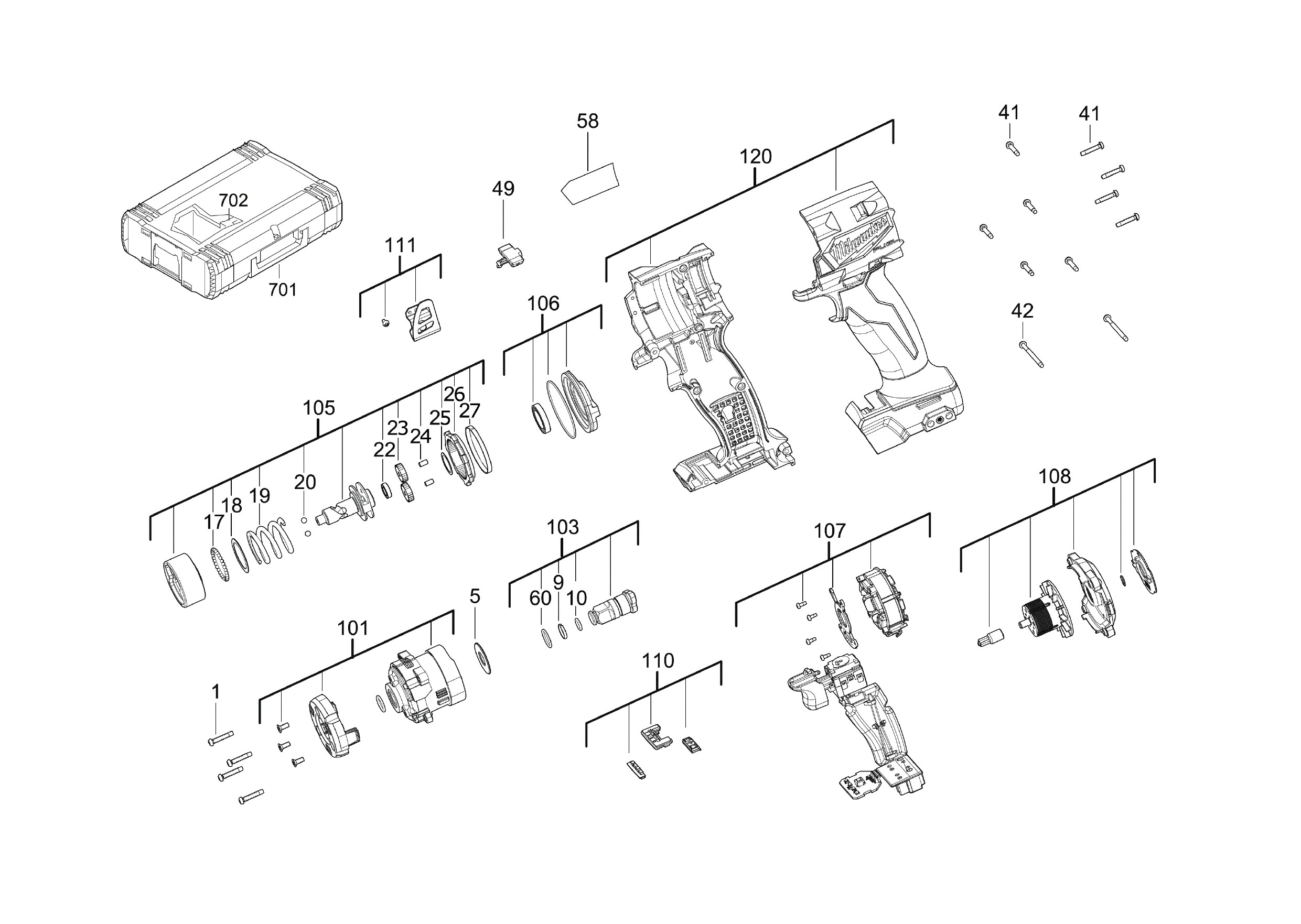 Pièces détachées Boulonneuse Milwaukee M18 FIW2F12 - 477668