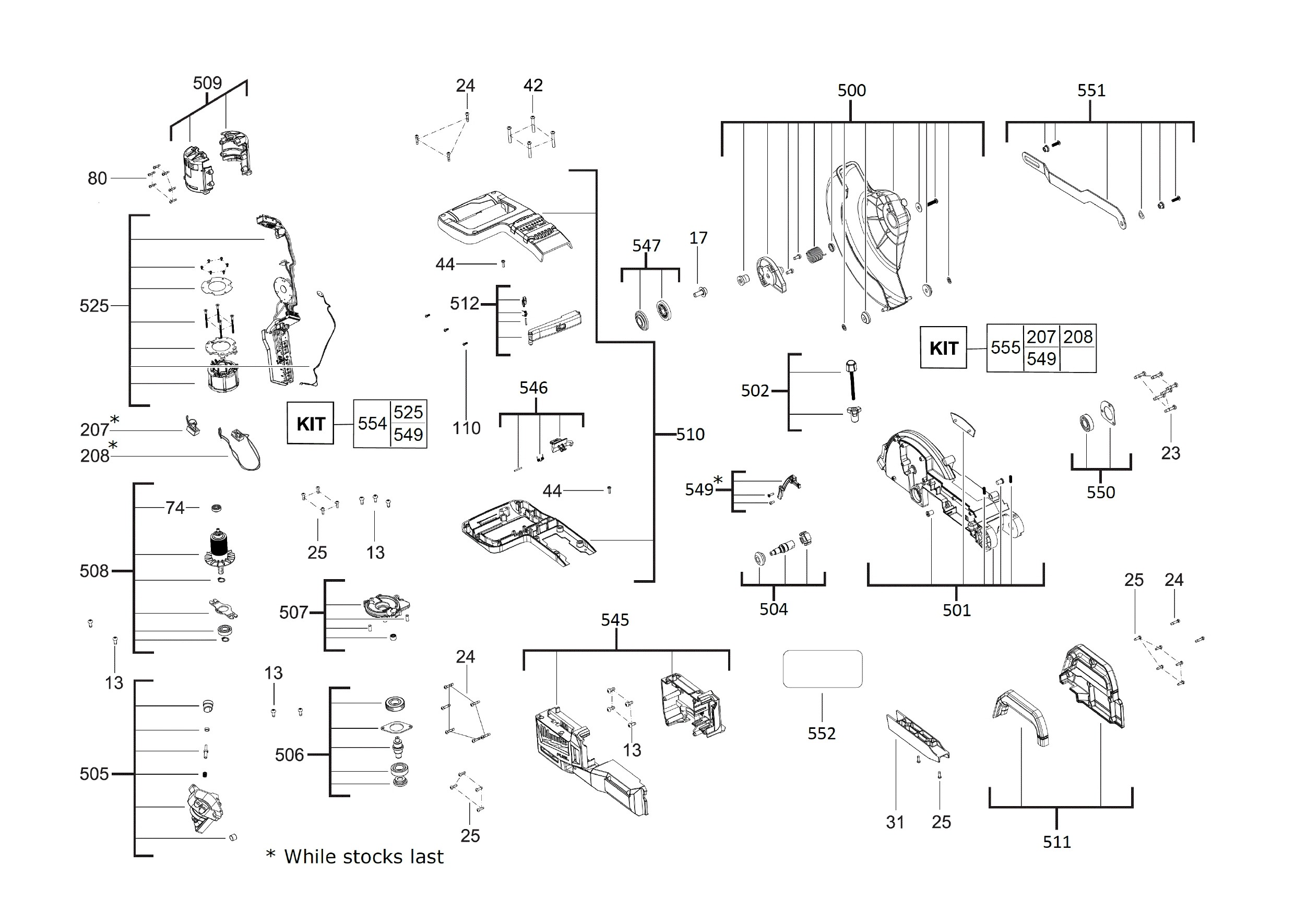 Pièces détachées Scie à onglet Milwaukee M18 FMS254 - 456952