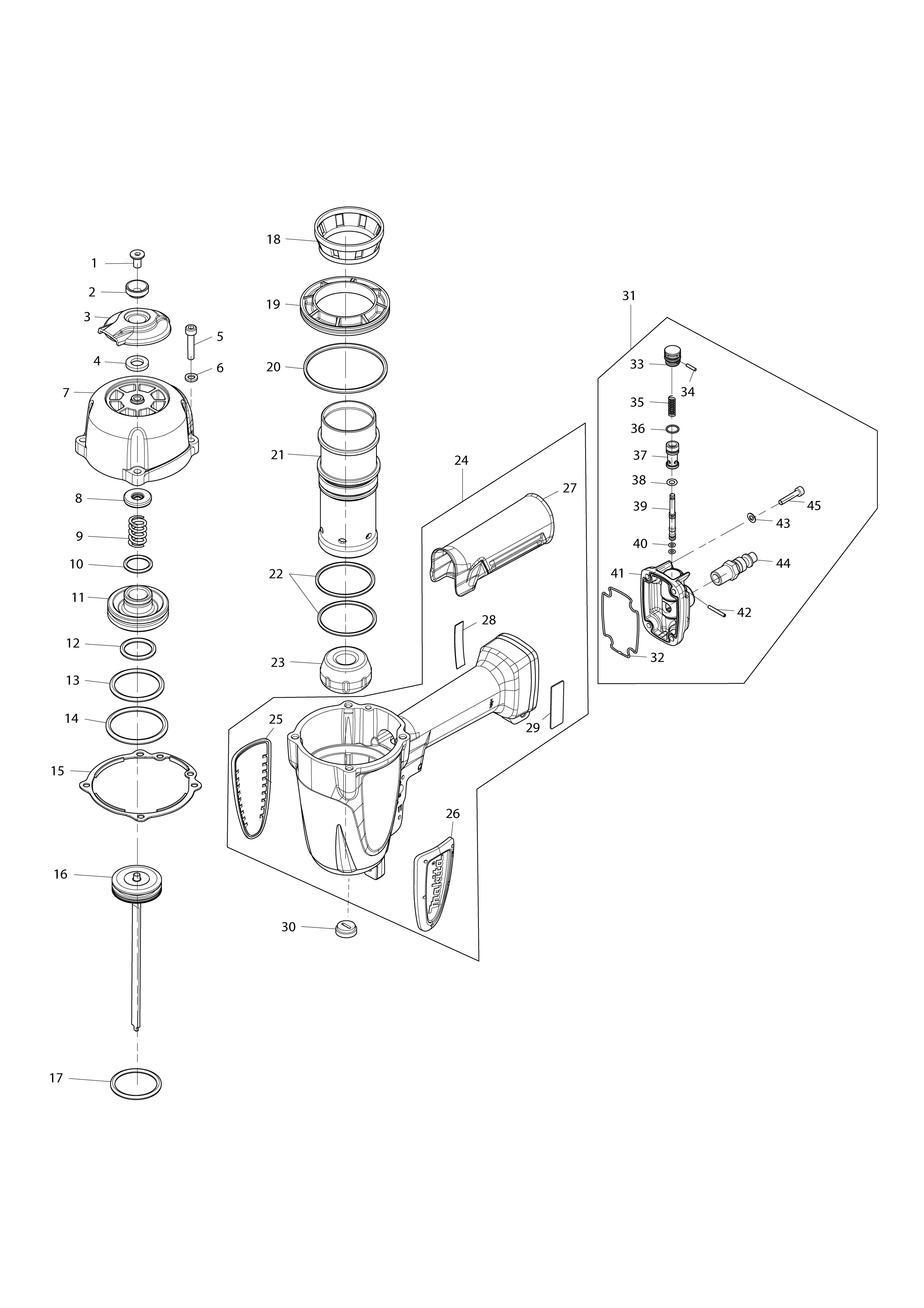 Pièces détachées Cloueur pneumatique Makita AF601