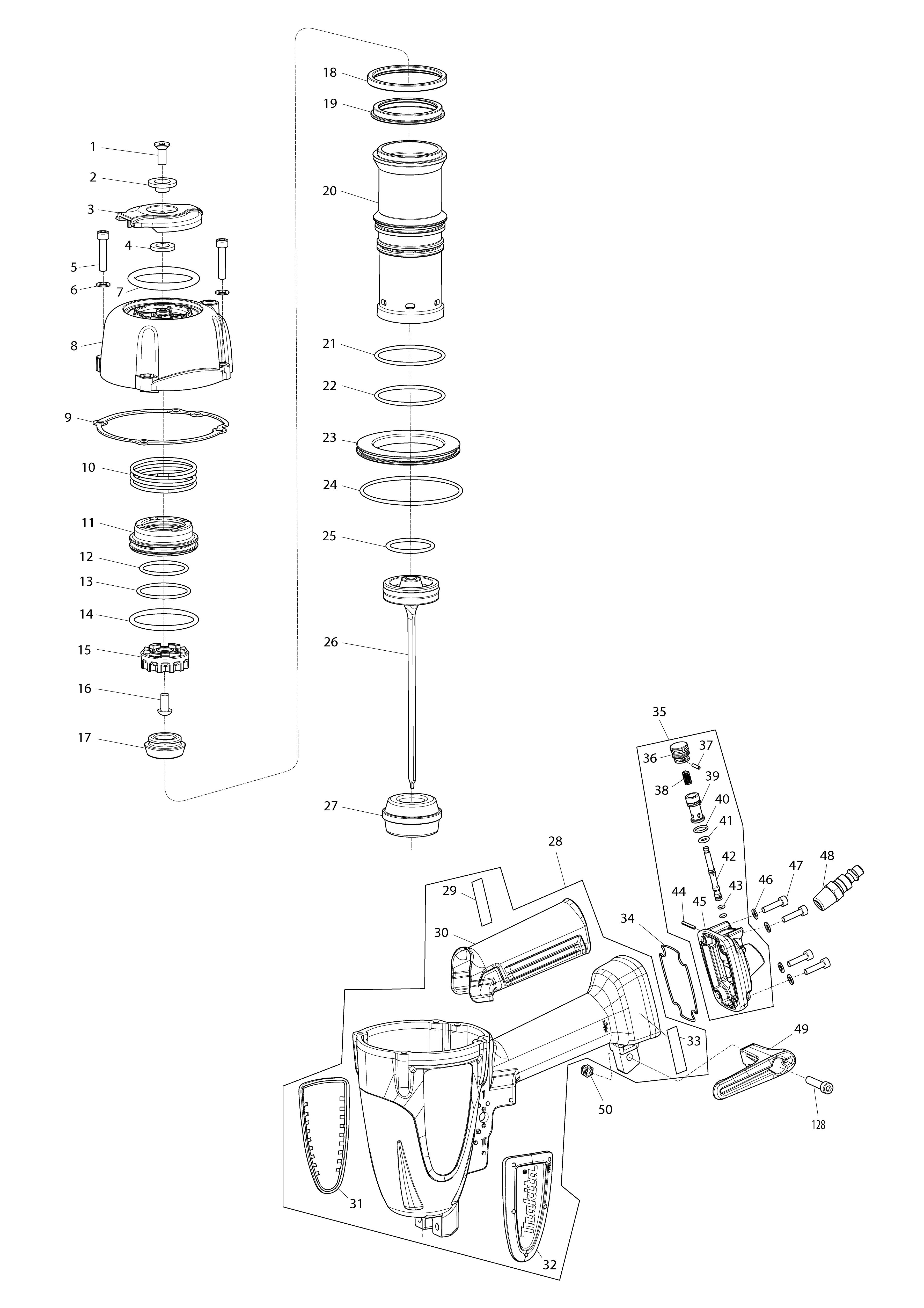 Pièces détachées Cloueur pneumatique Makita AF635