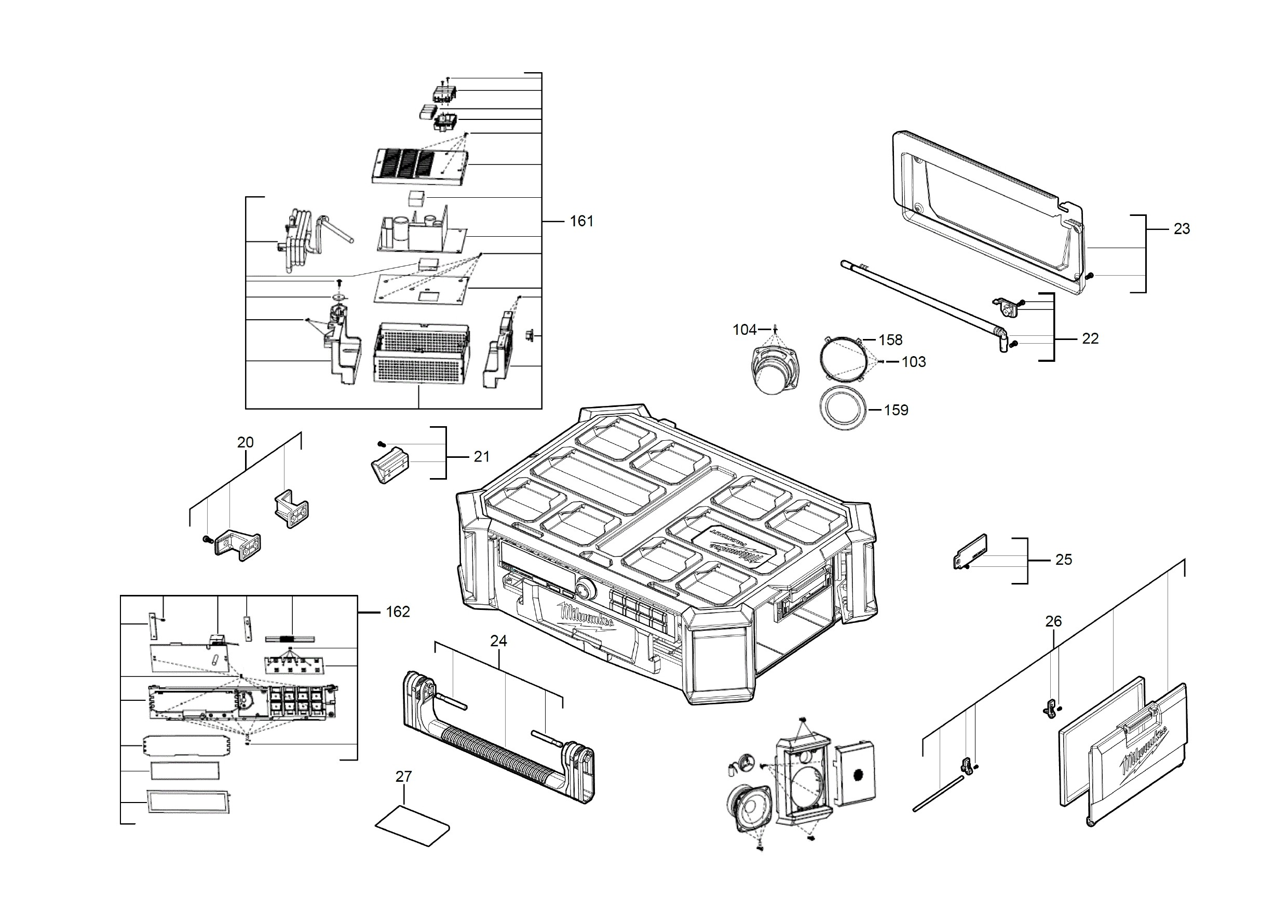 Pièces détachées Radio Milwaukee M18 PRCDAB+ - 474862