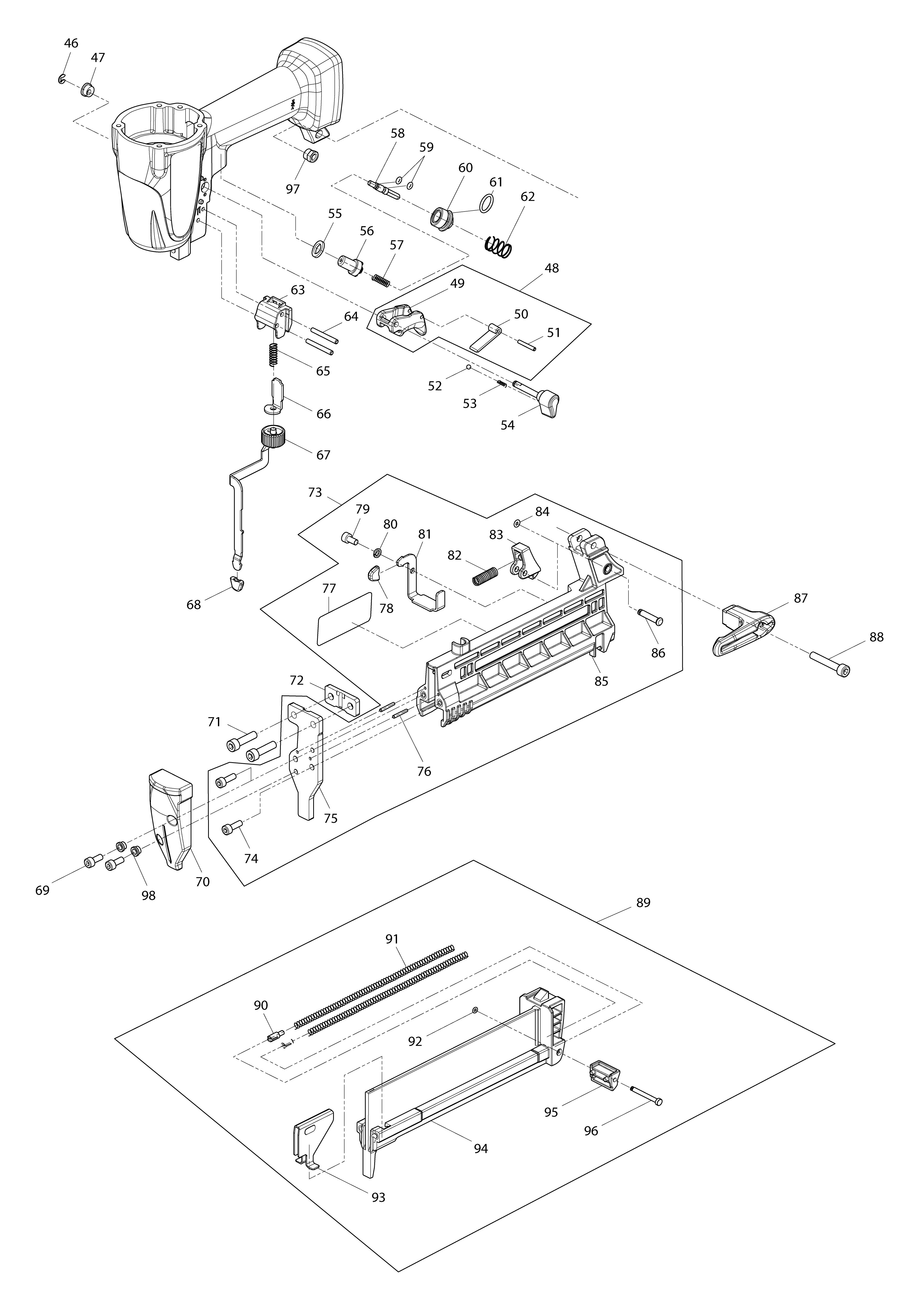 Pièces détachées Cloueur pneumatique Makita AT638A