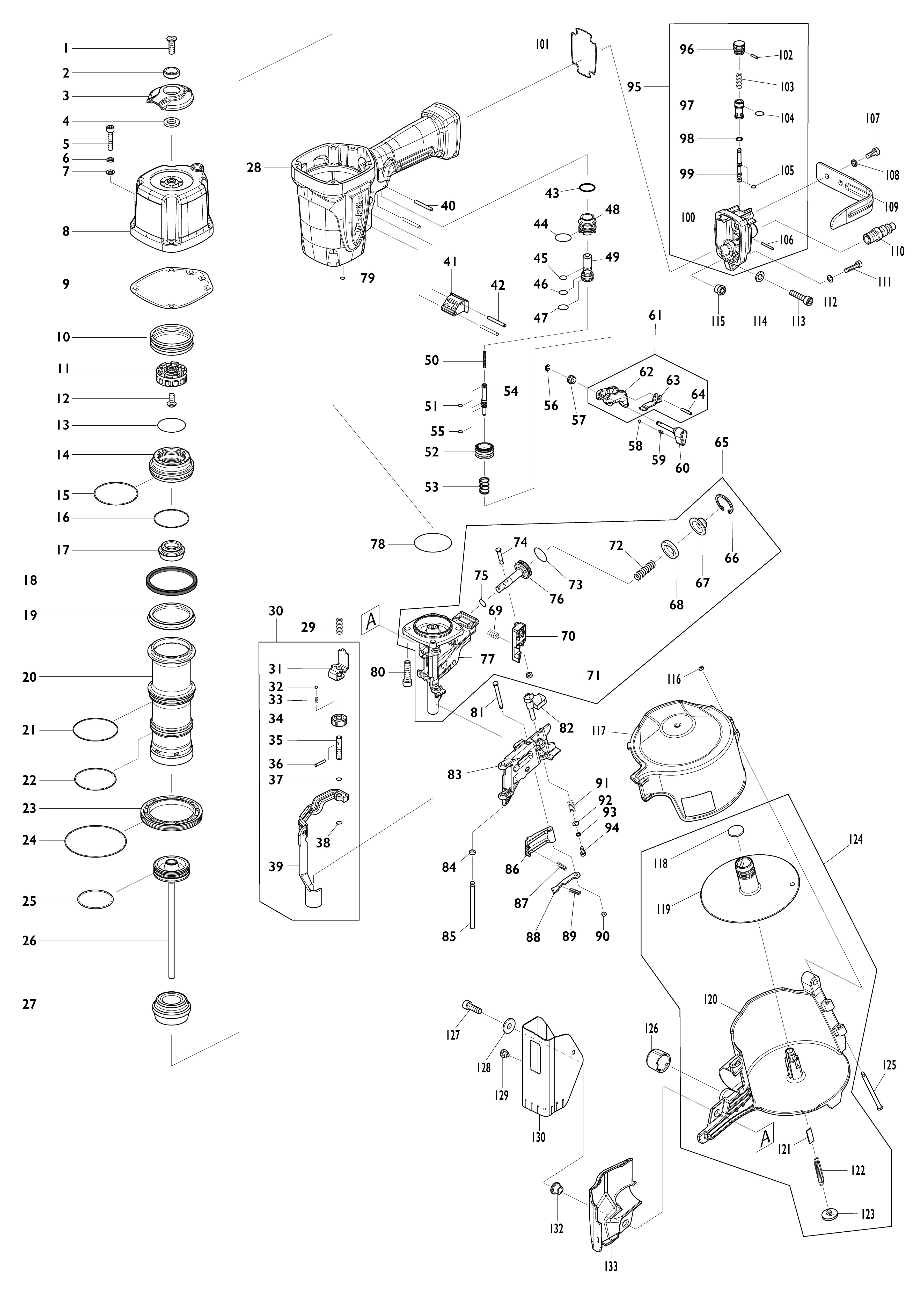 Pièces détachées Cloueur pneumatiques Makita AN613