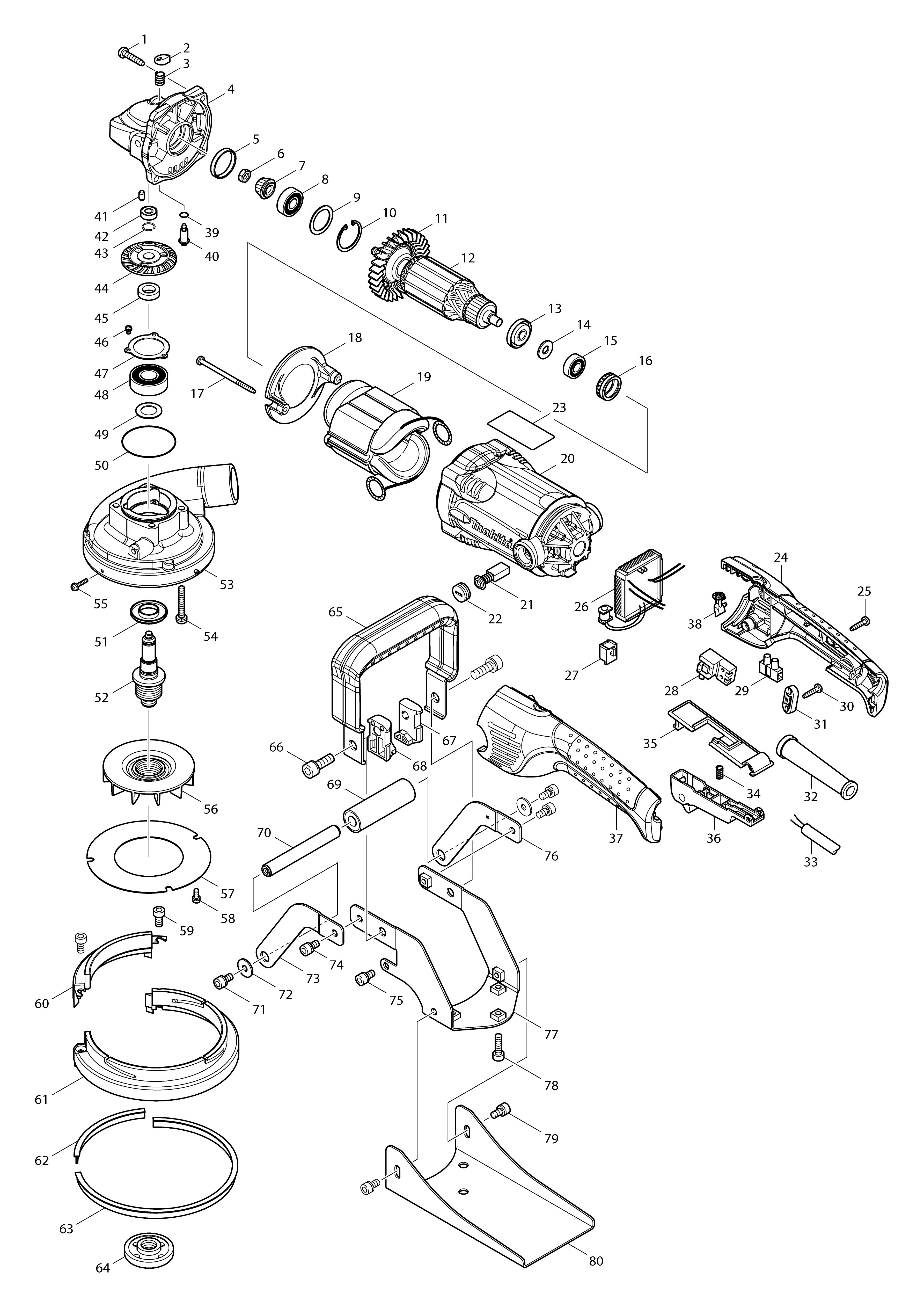 Pièces détachées Surfaceuse à béton Makita PC5001C