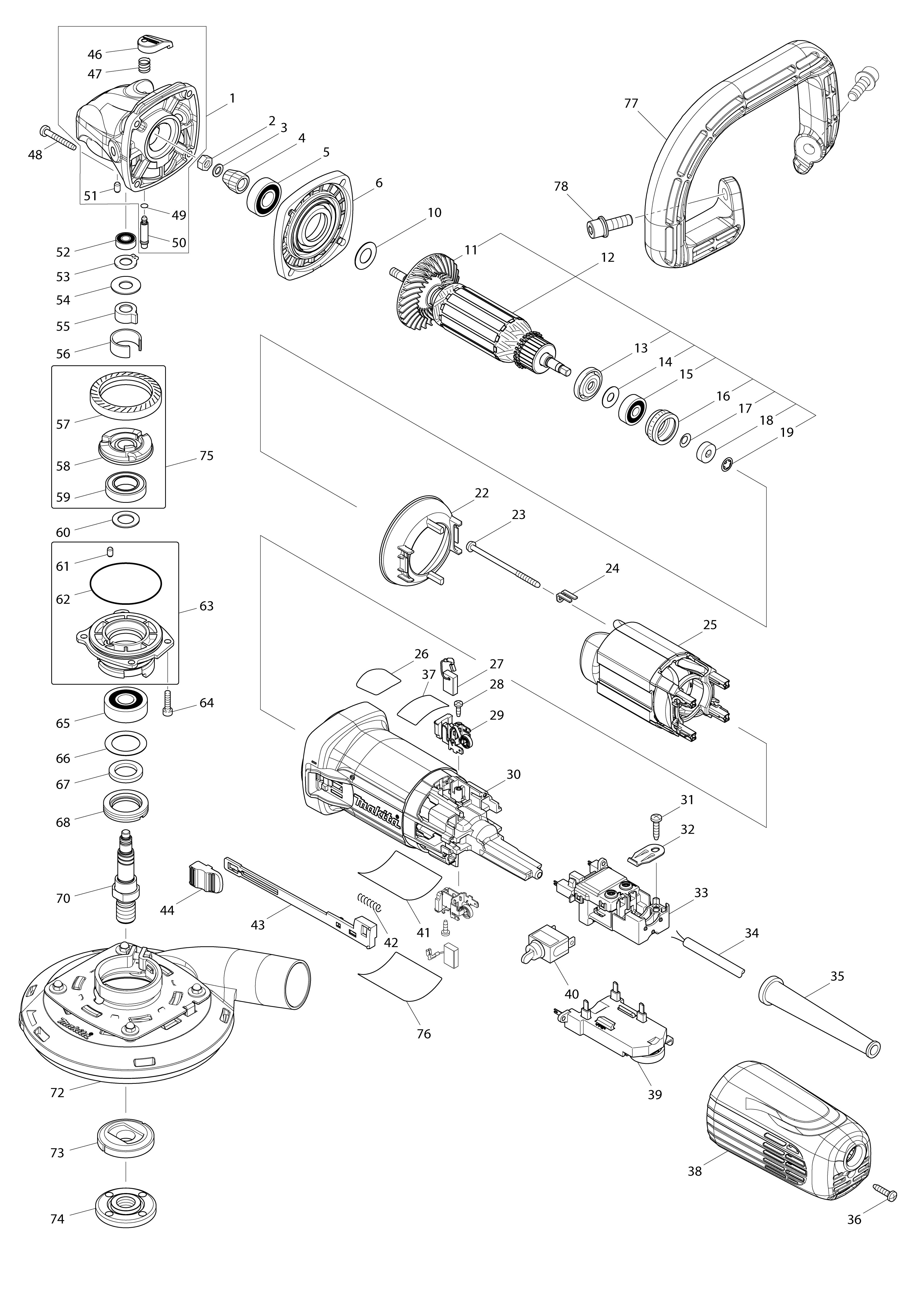 Pièces détachées Surfaceuse à béton Makita PC5010C