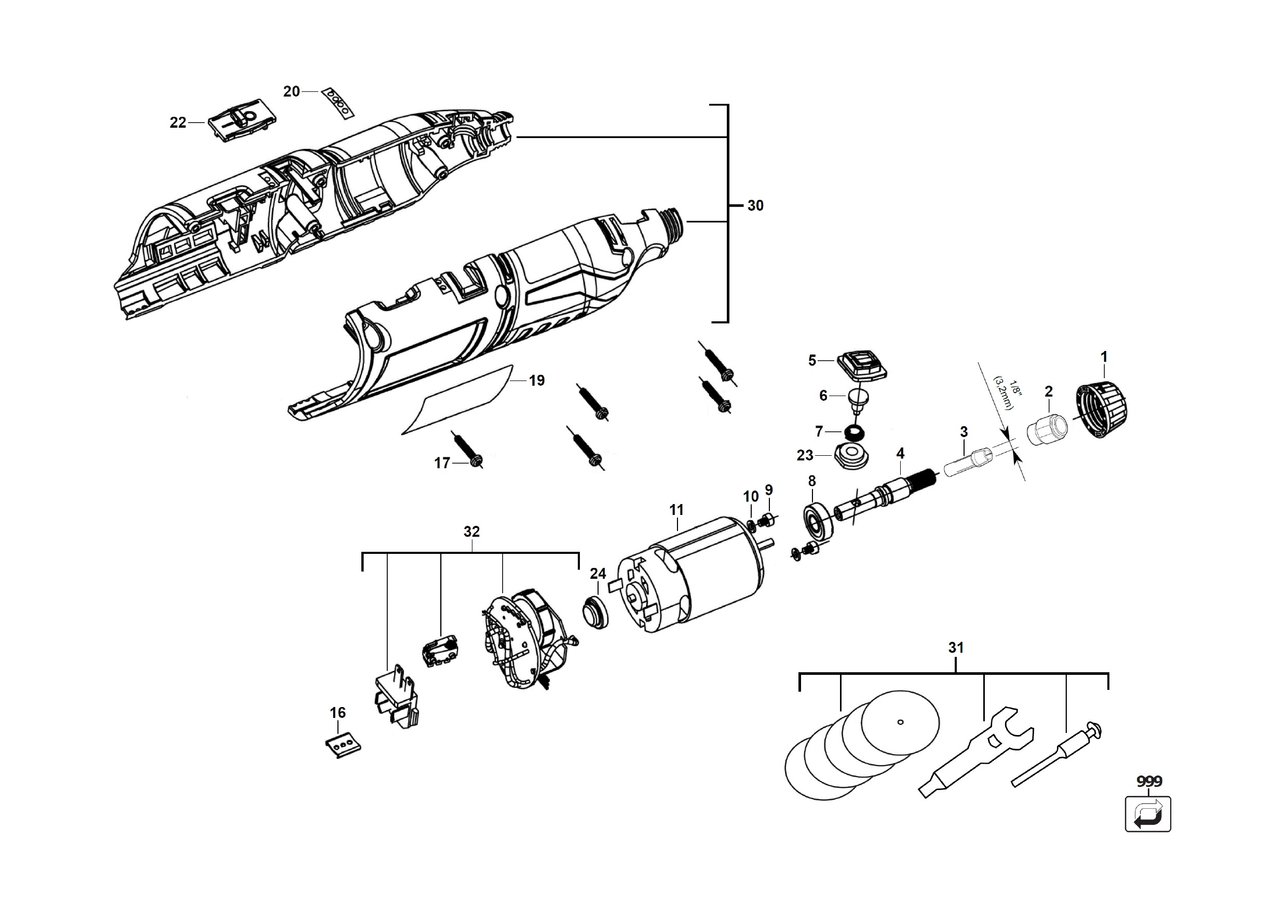 Pièces détachées Mini meuleuse Milwaukee C12RT - 431133