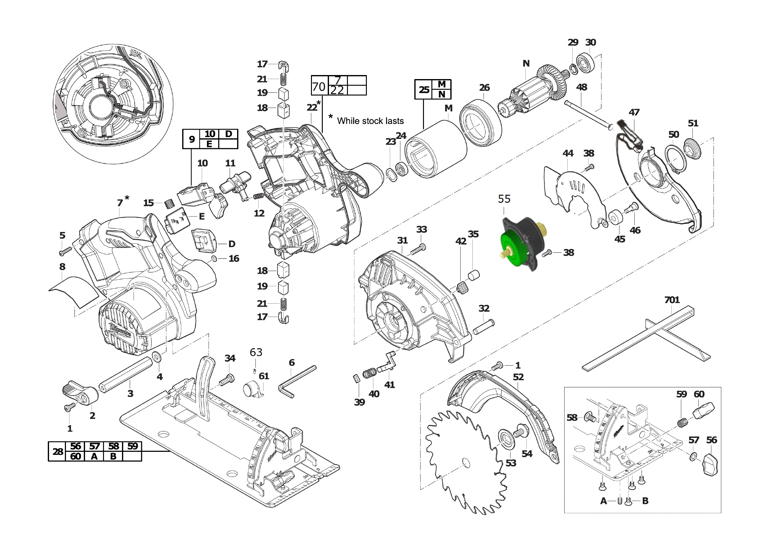 Pièces détachées Scie circulaire Milwaukee HD18CS - 477458
