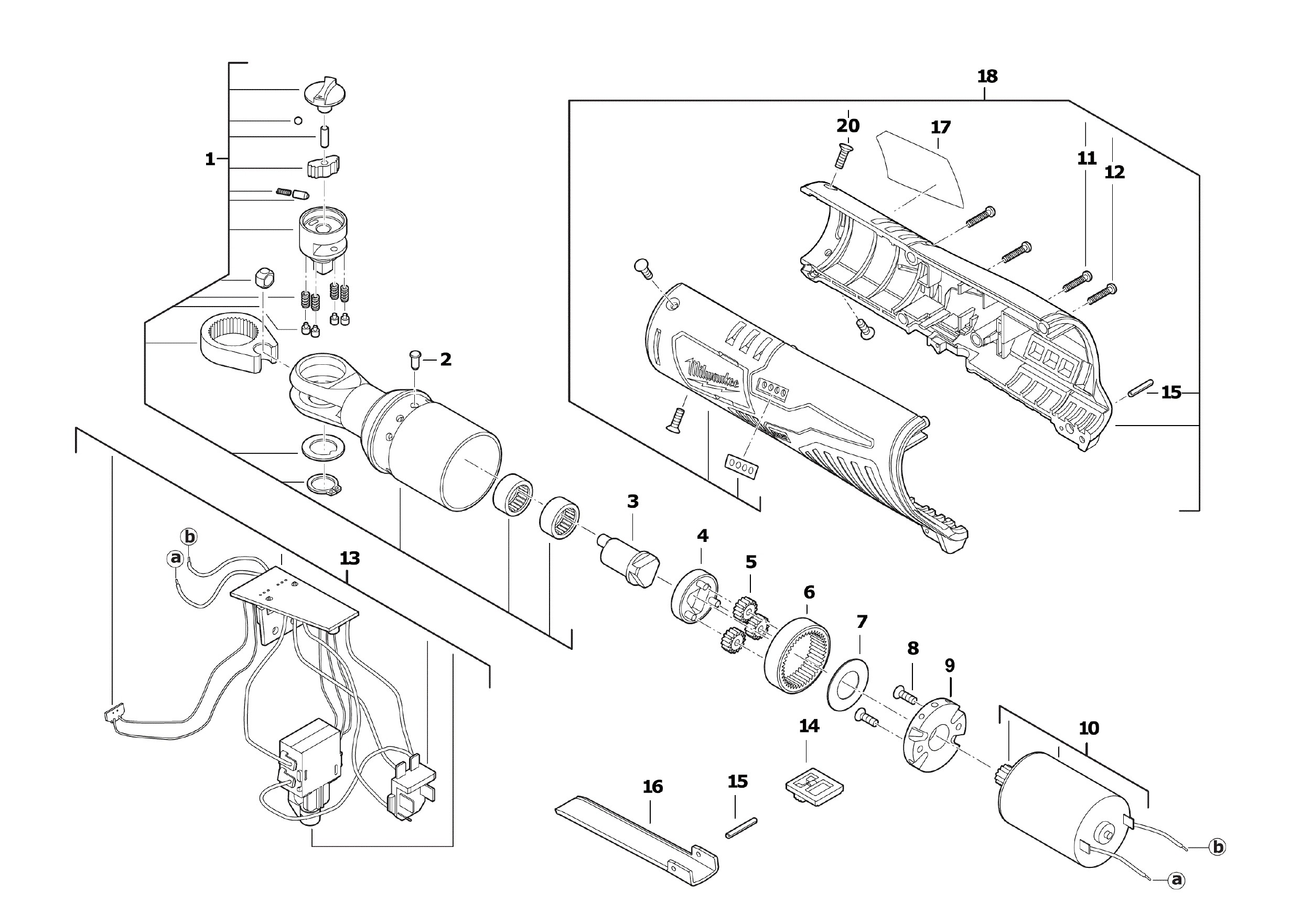 Pièces détachées Clé à cliquet Milwaukee M12 IR-201B 3/8 IN2 - 431281