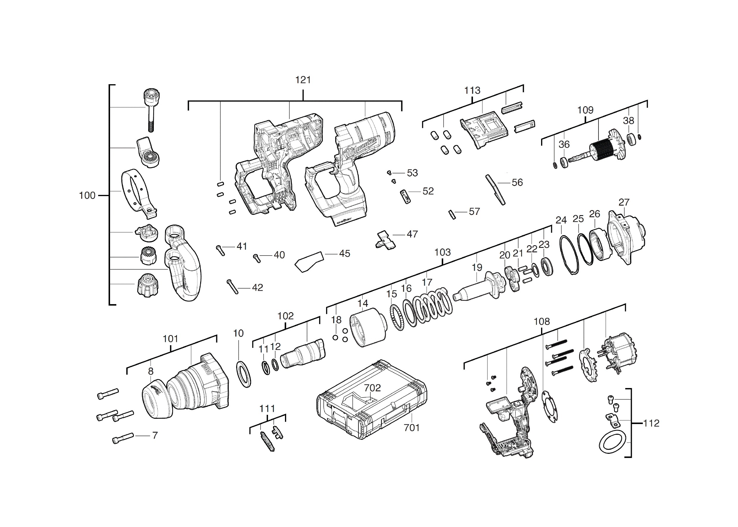 Pièces détachées Boulonneuse Milwaukee M18 ONEFHIWF1 - 481206