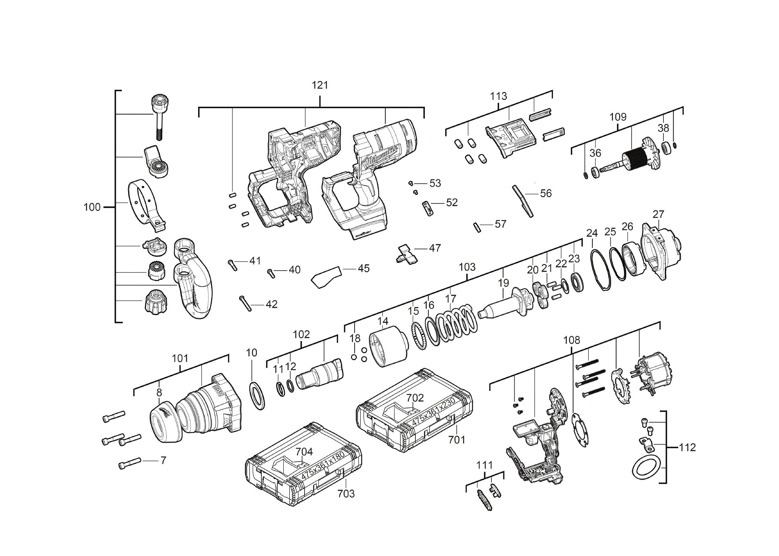 Pièces détachées Boulonneuse Milwaukee M18 ONEFHIWF1 - 503086