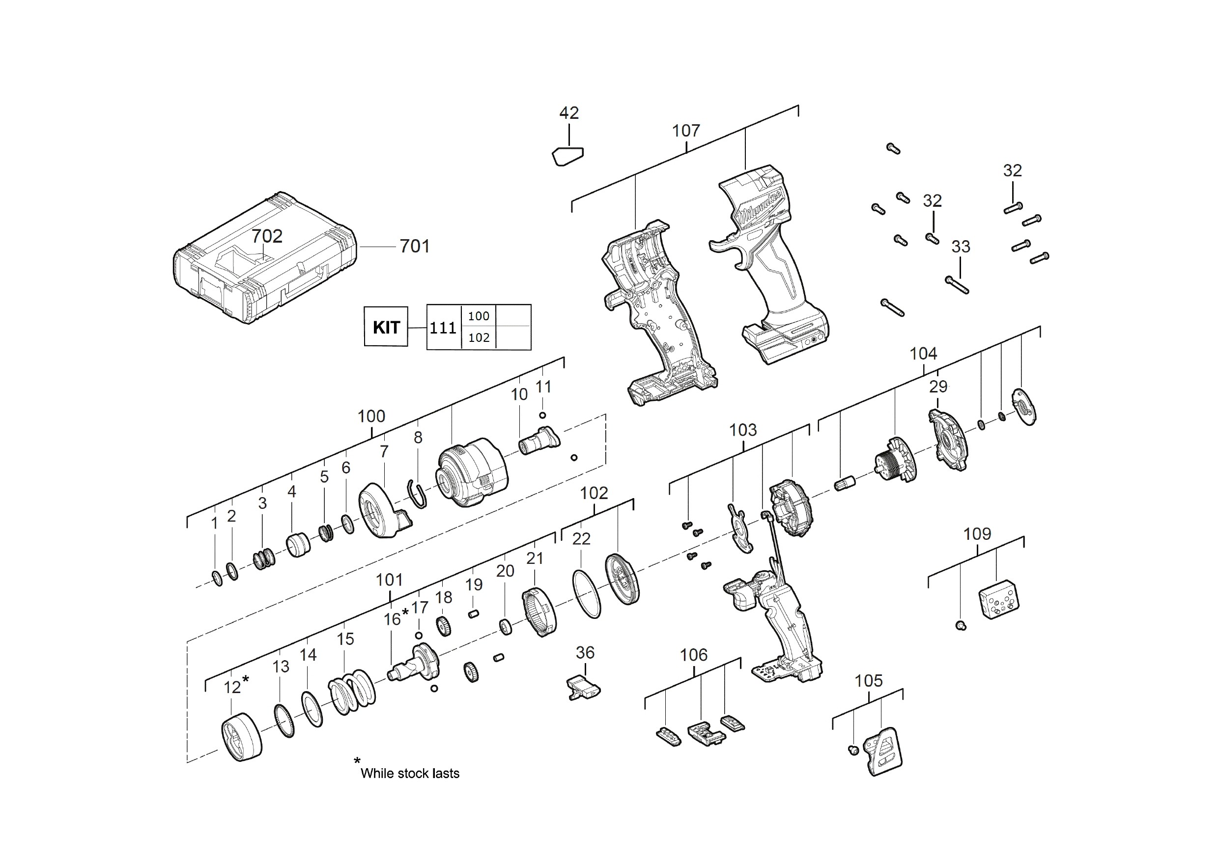 Pièces détachées Visseuse à choc Milwaukee M18 FID3 - 481284