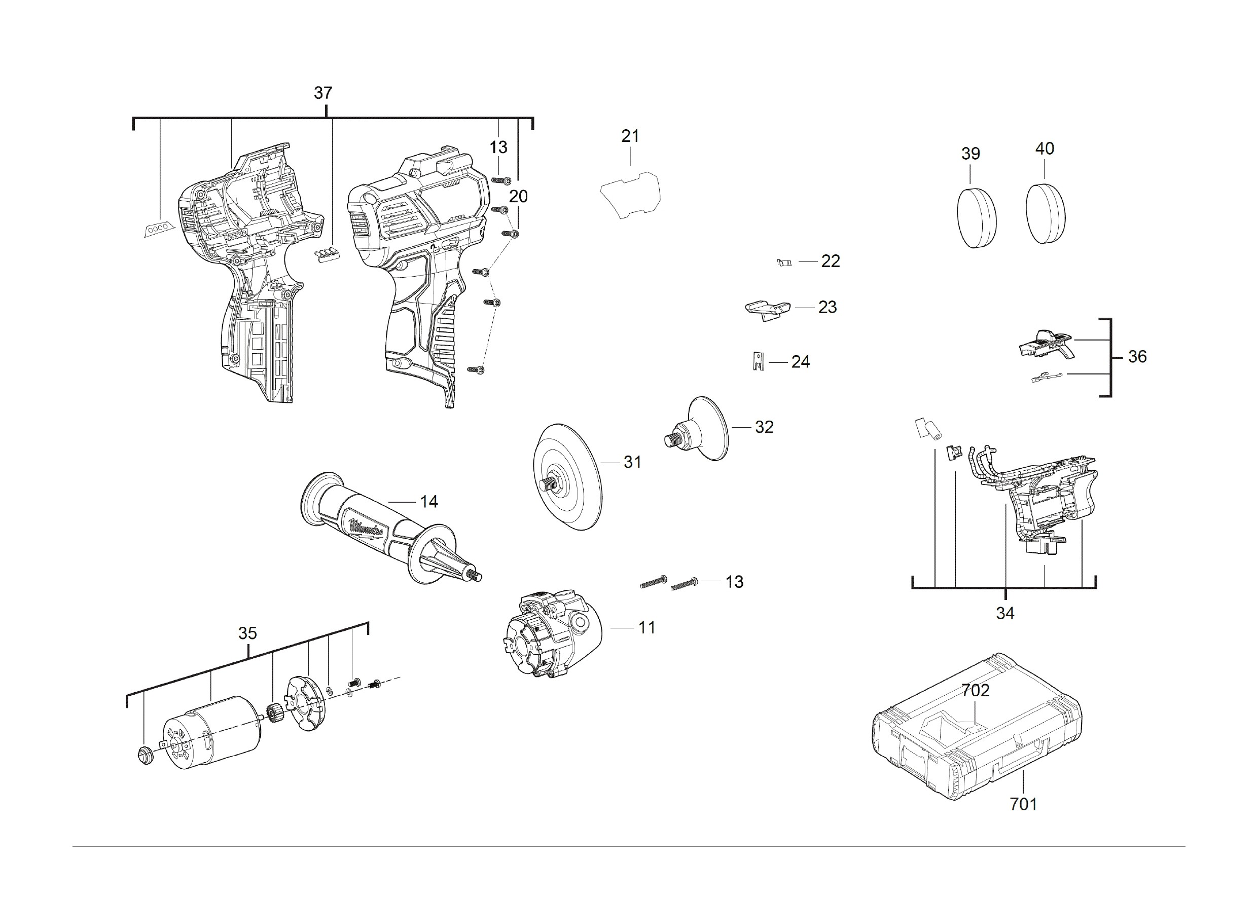 Pièces détachées Ponceuse polisseuse Milwaukee M12 BPS - 509090