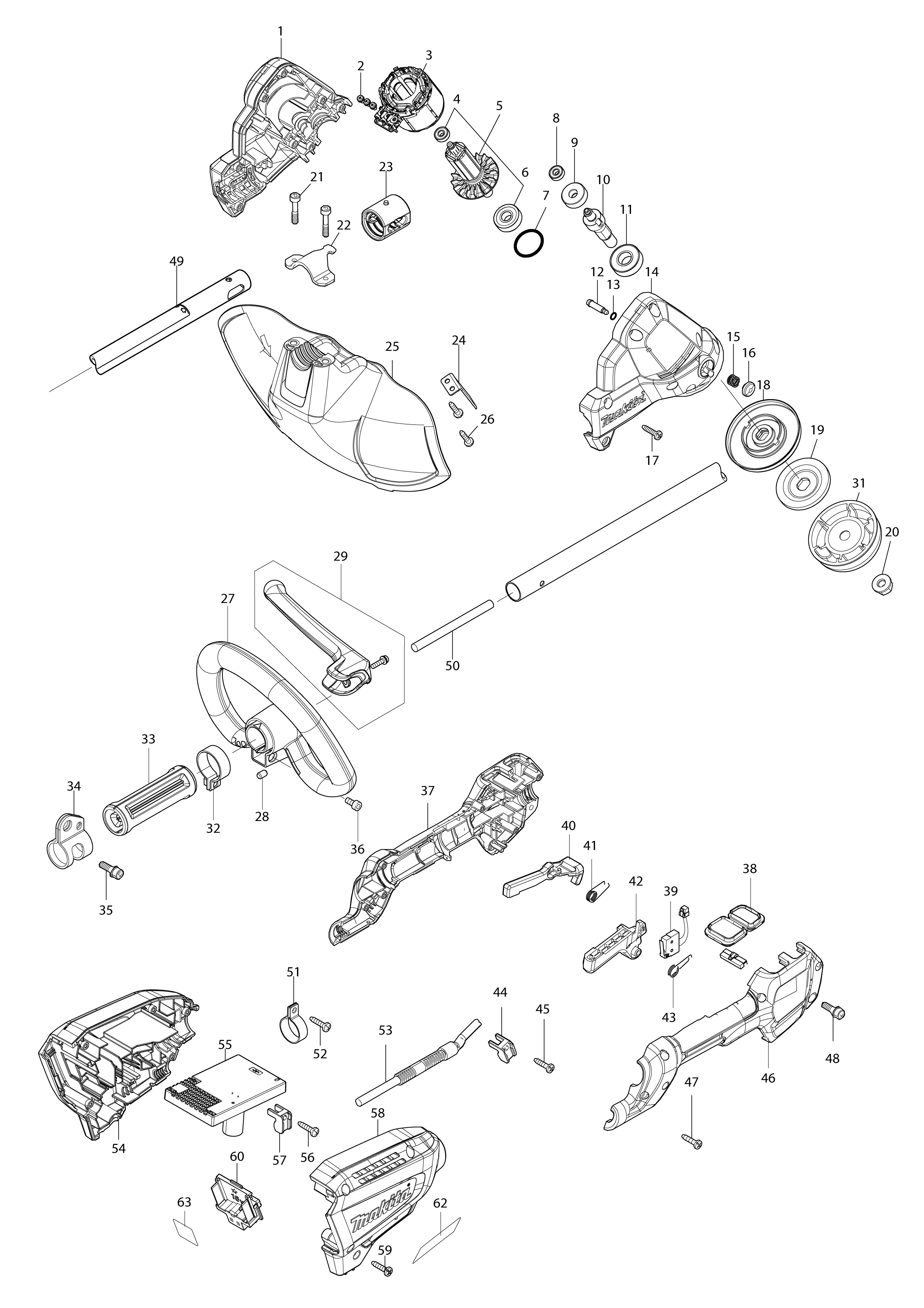 Pièces détachées Coupe-herbe Makita DUR190