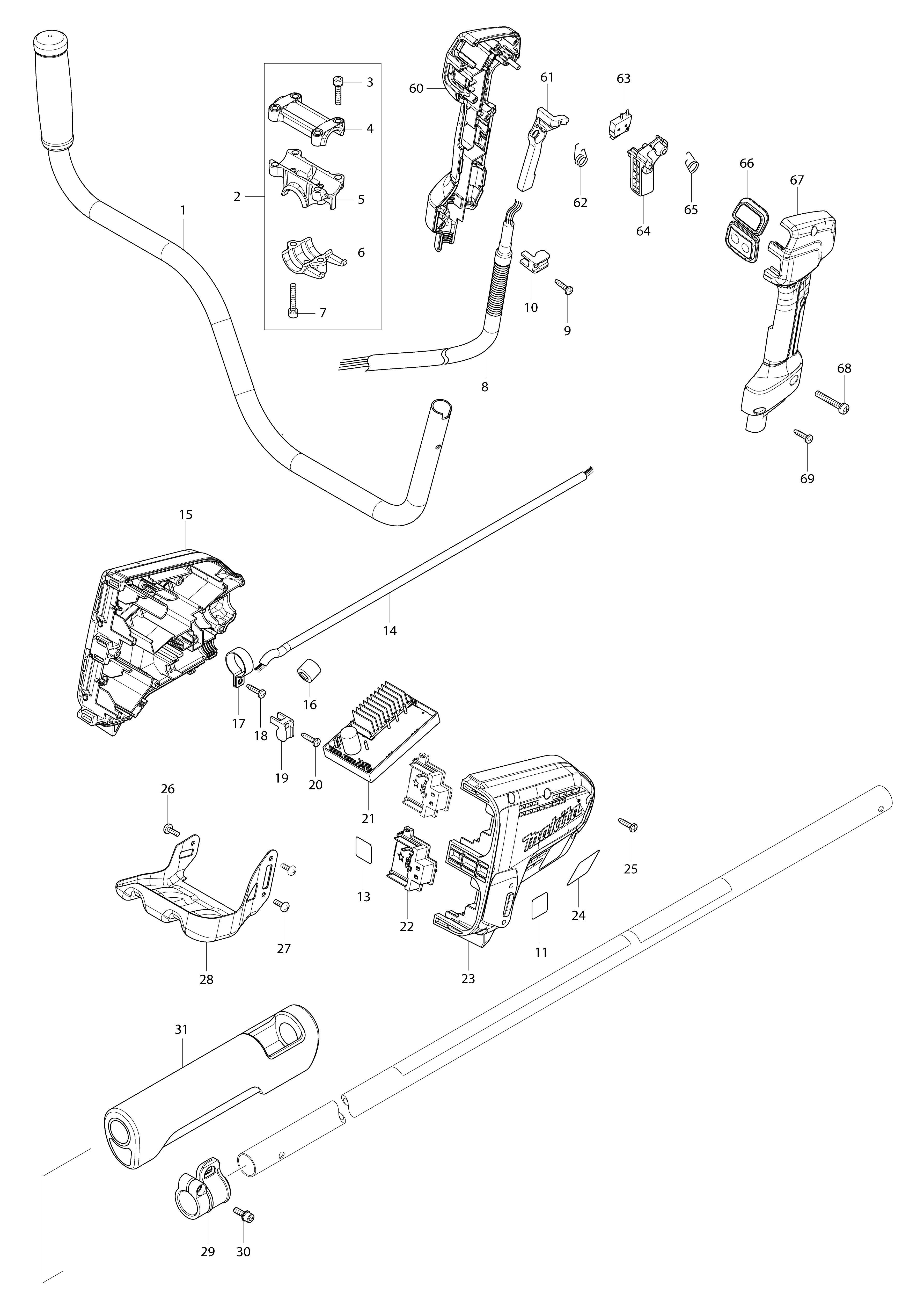 Pièces détachées Coupe herbe Makita DUR368A