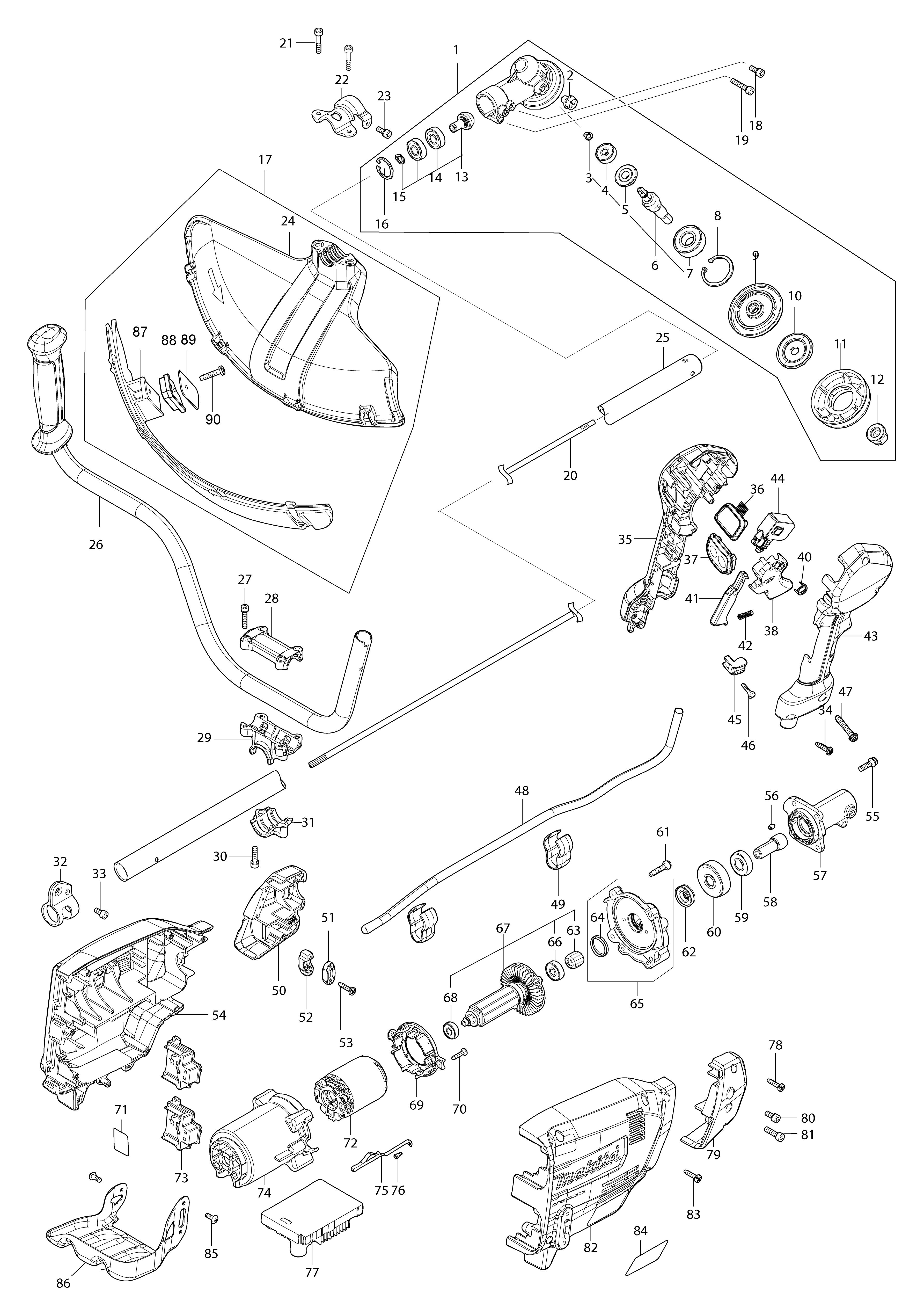 Pièces détachées Coupe herbe Makita DUR369A